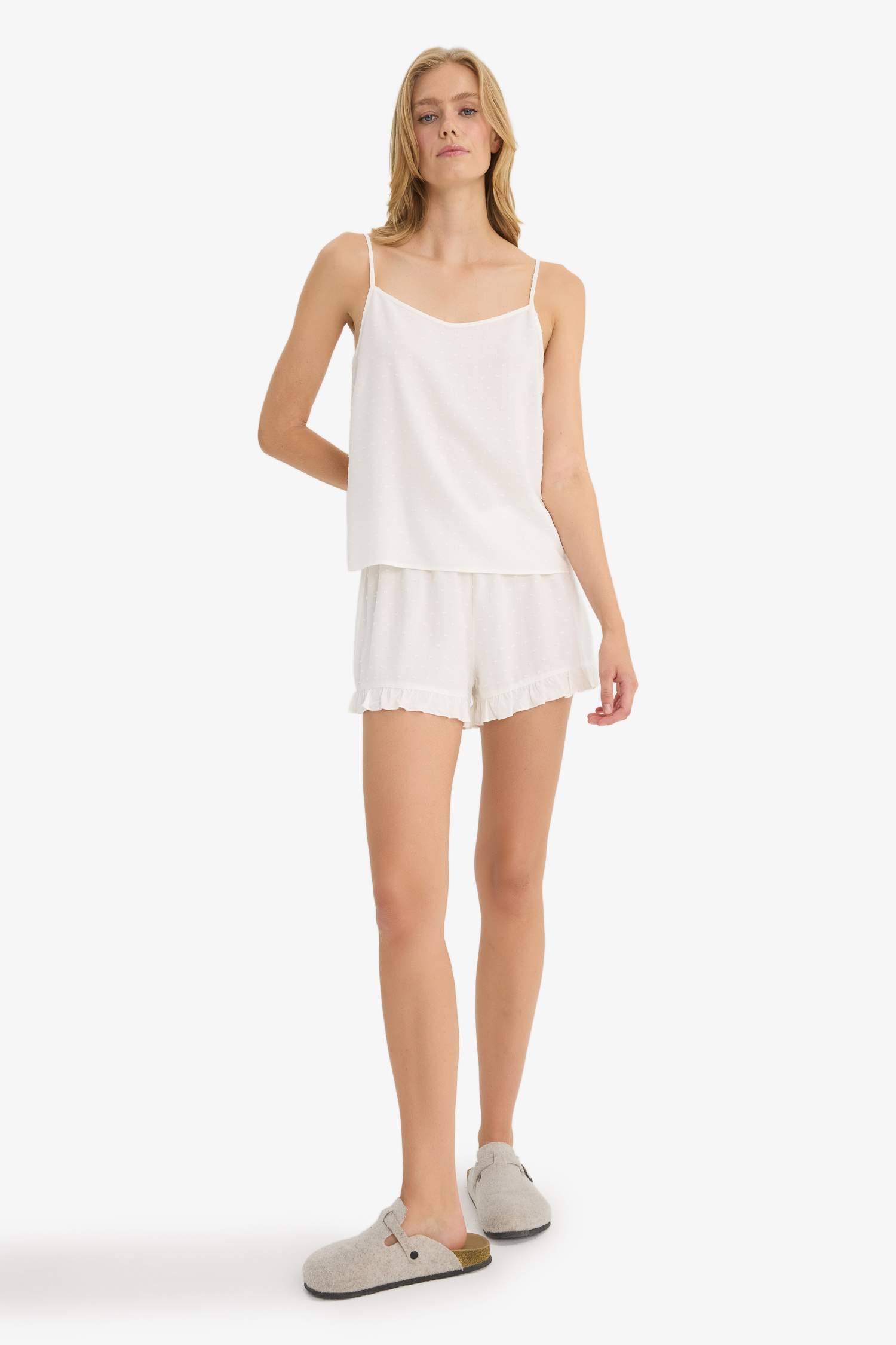 Pijama Takımı Regular Fit Askılı Vual Üst Şort-Fall in Love