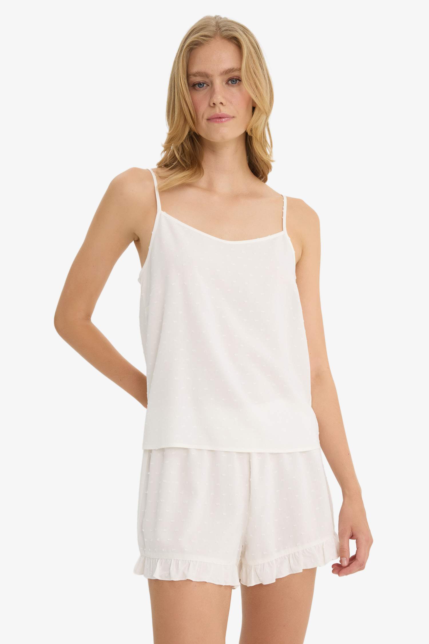 Pijama Takımı Regular Fit Askılı Vual Üst Şort-Fall in Love