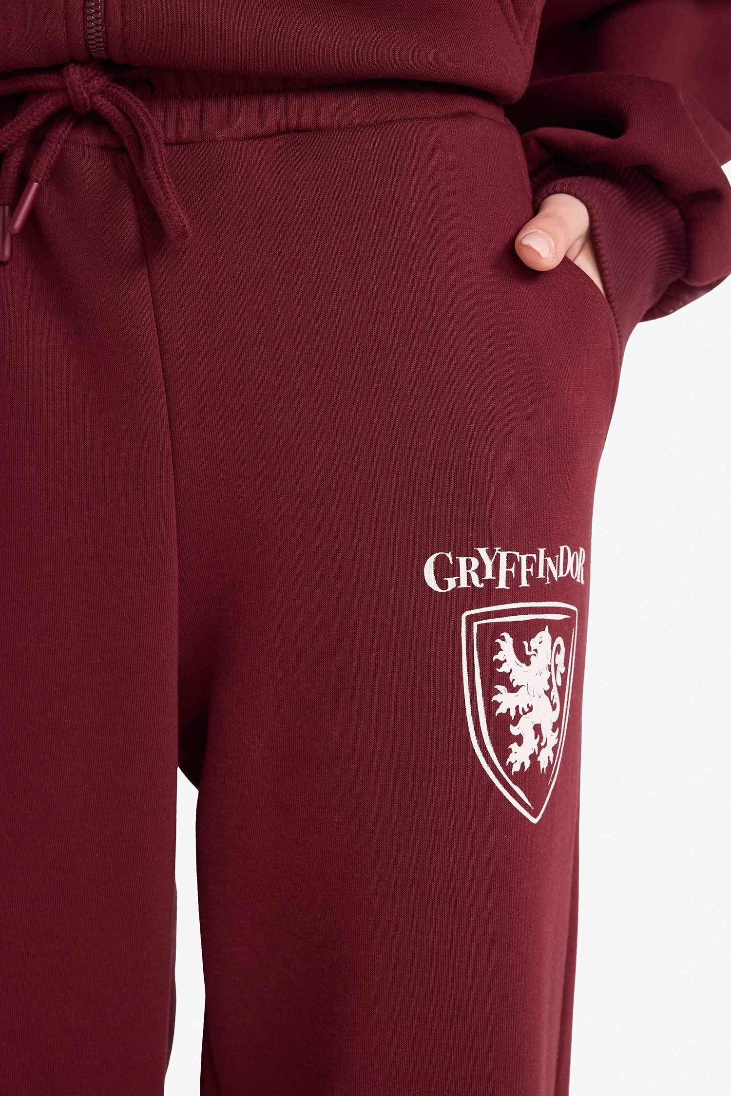 سروال بطبعة شعار قماش سميك وايد ليج