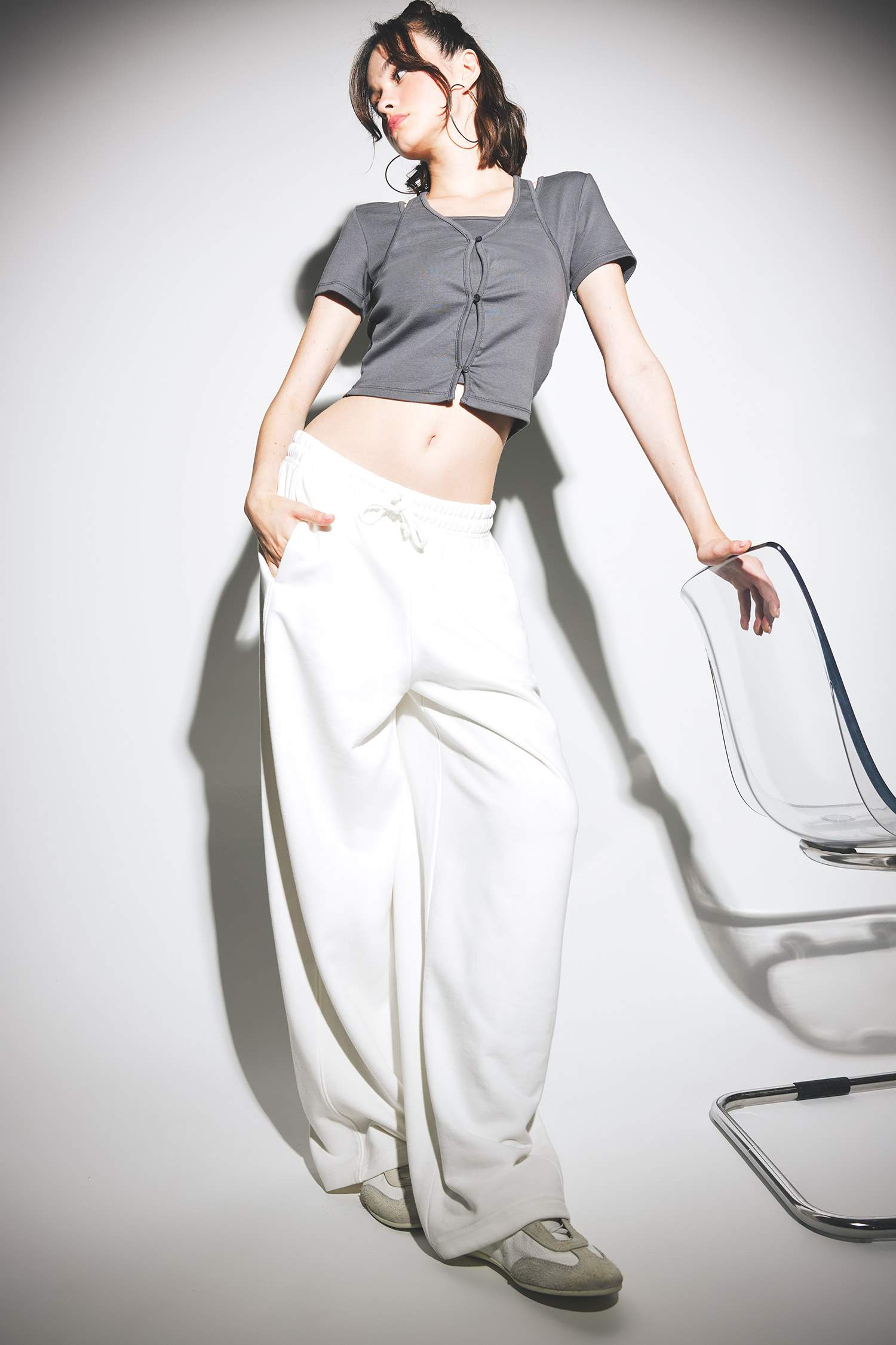 Halter Yaka Ribana Kısa Kollu Tişört