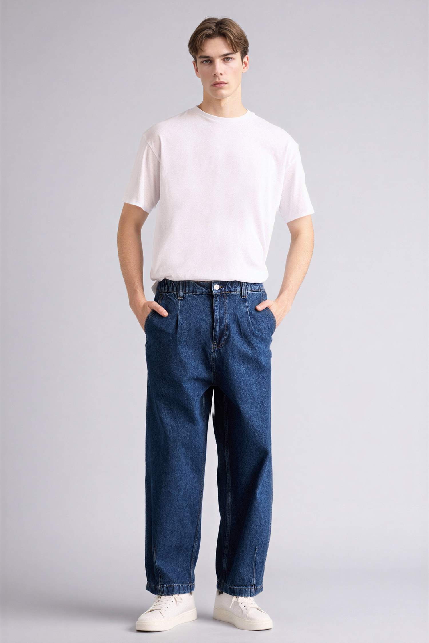 Esnek Belli Barrel Fit Jean Pantolon
