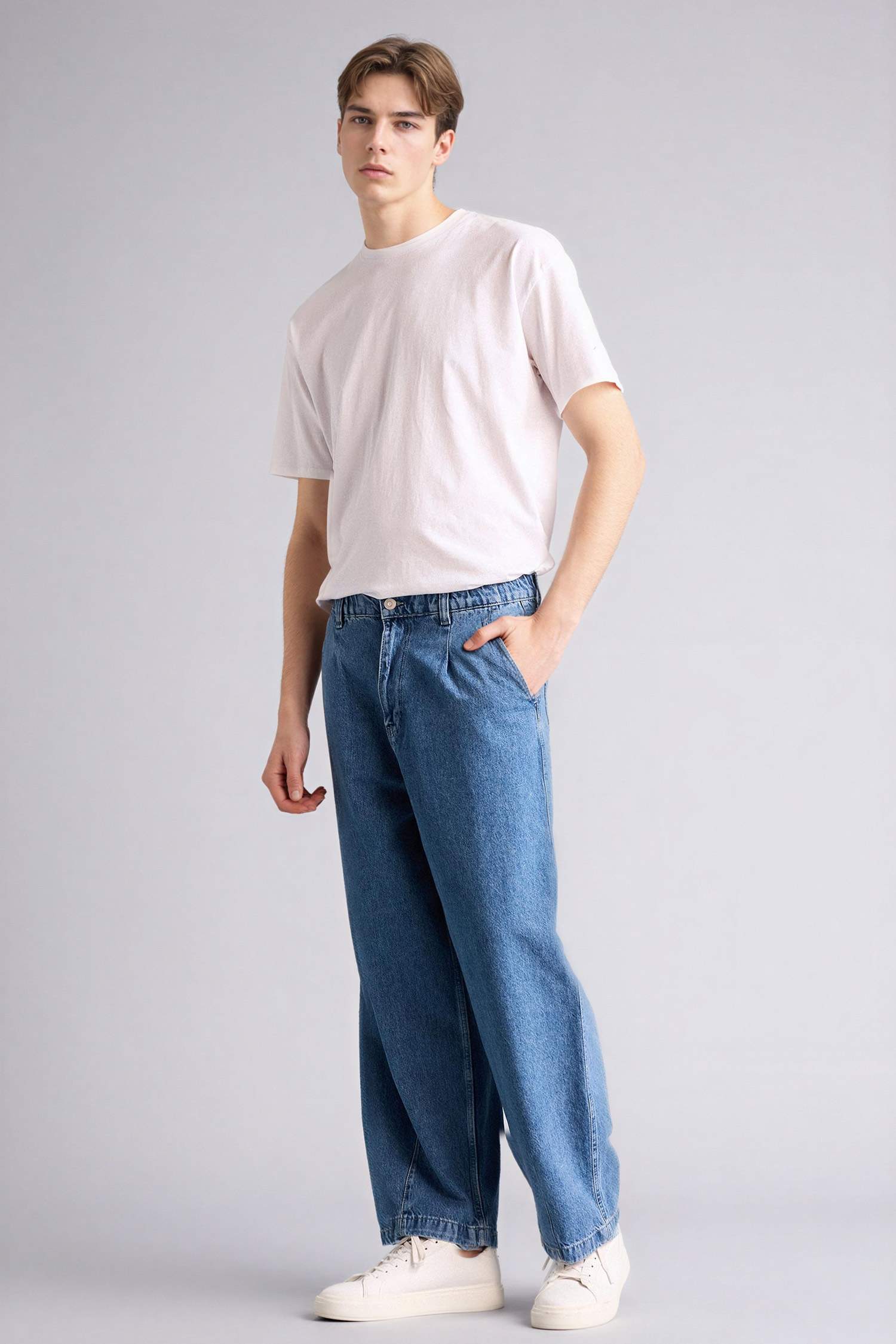 Esnek Belli Barrel Fit Jean Pantolon