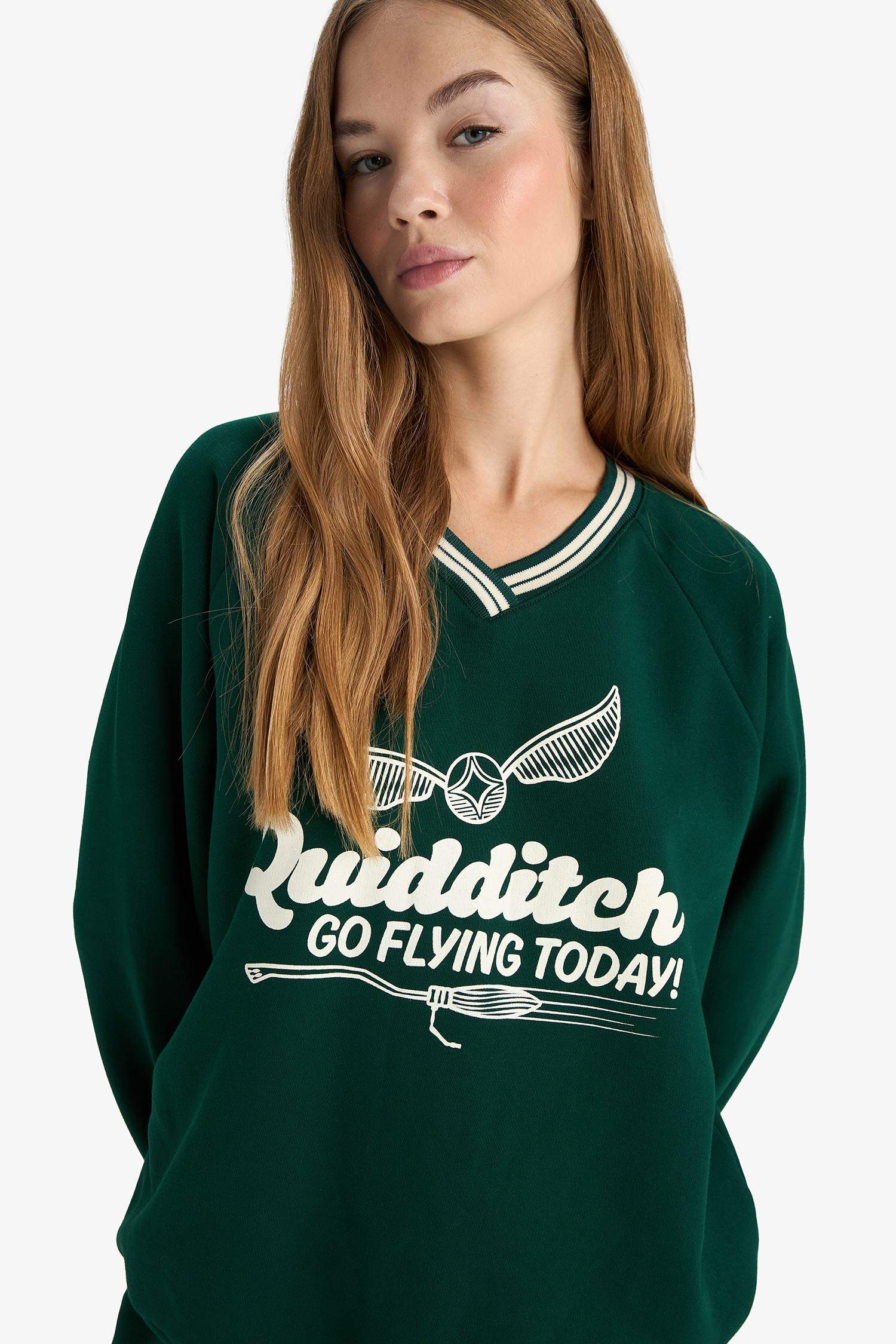 Sweatshit oversize imprimé Harry Potter à col V