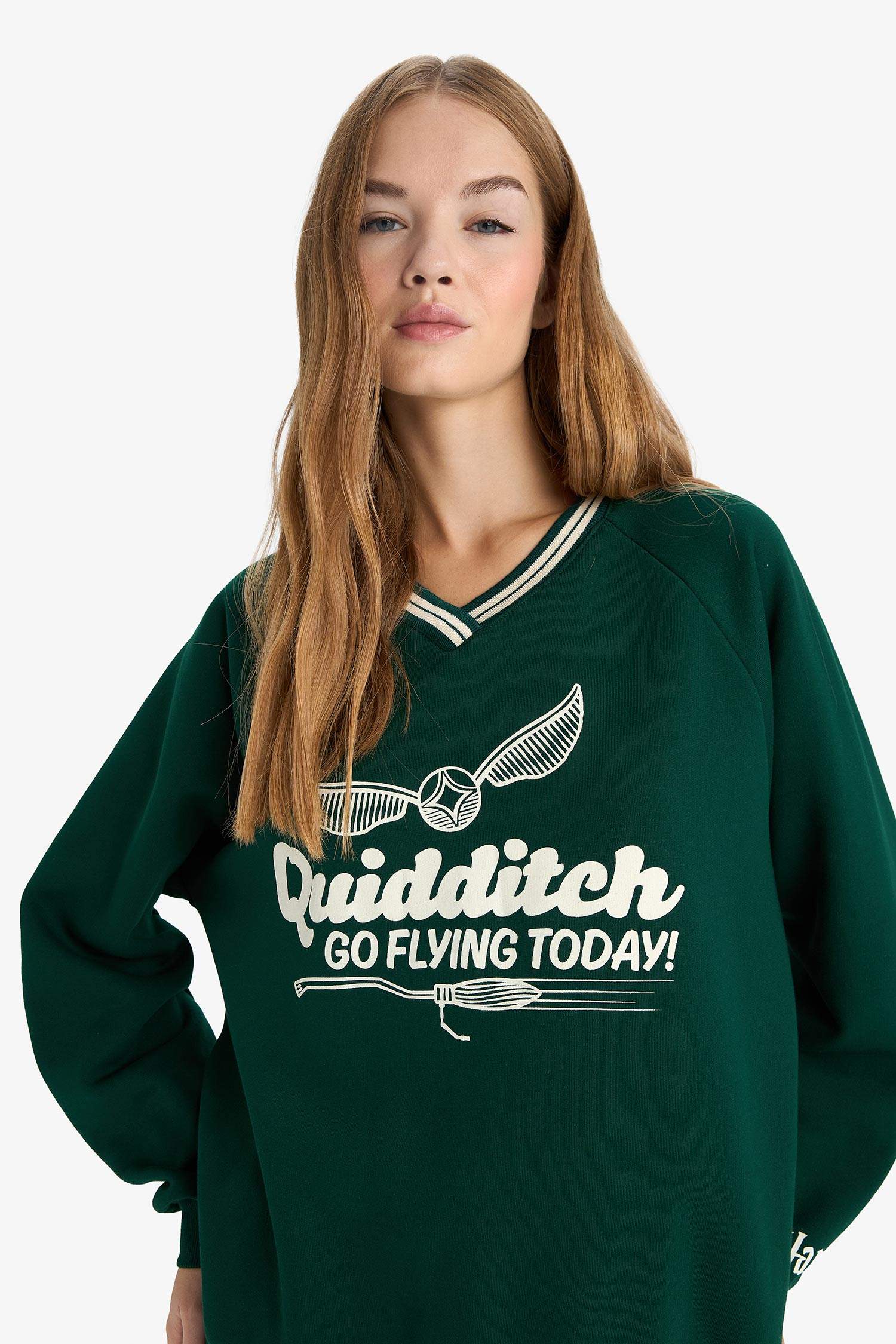 Sweatshit oversize imprimé Harry Potter à col V