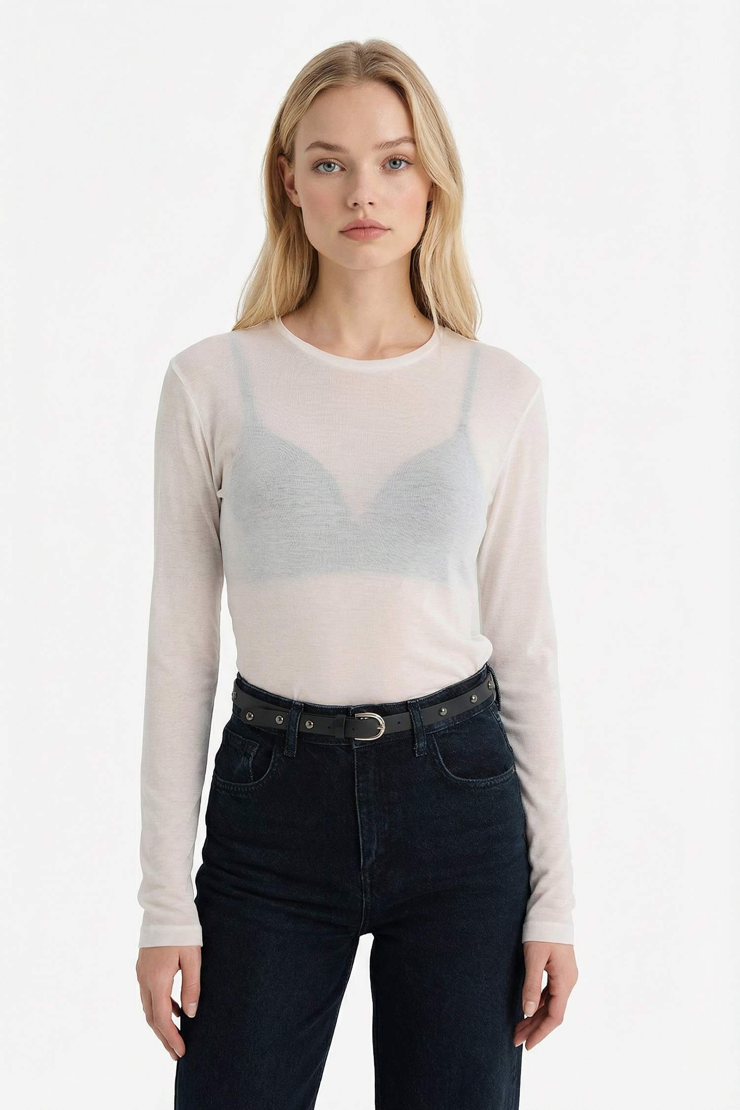 Лонгслив Slim Fit с круглым вырезом