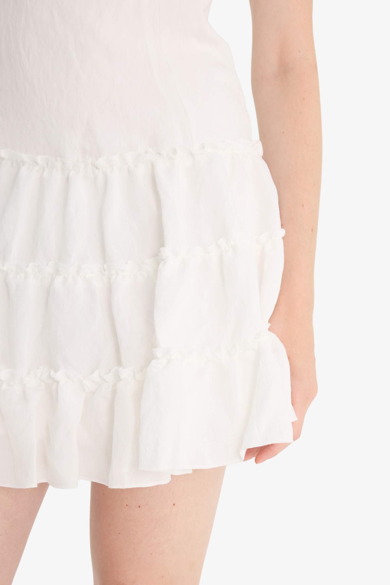 Regular Fit Kare Yaka Modal Askılı Mini Elbise