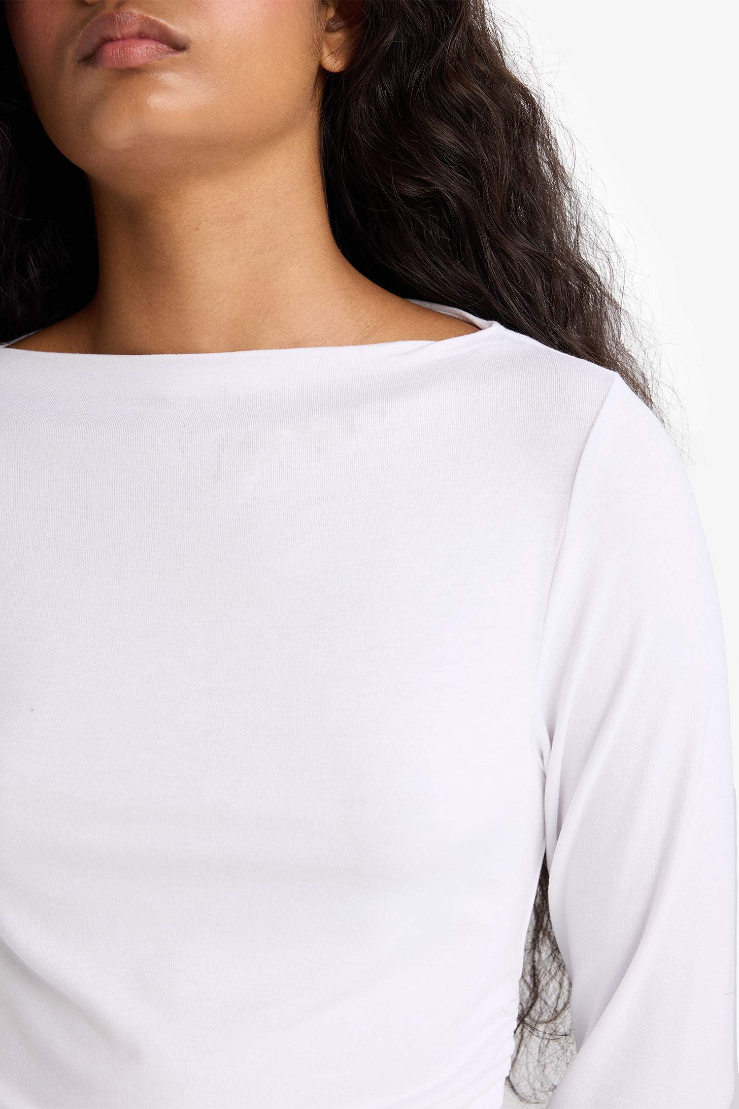 Slim Fit Boat Neck Long Sleeve T-Shirt