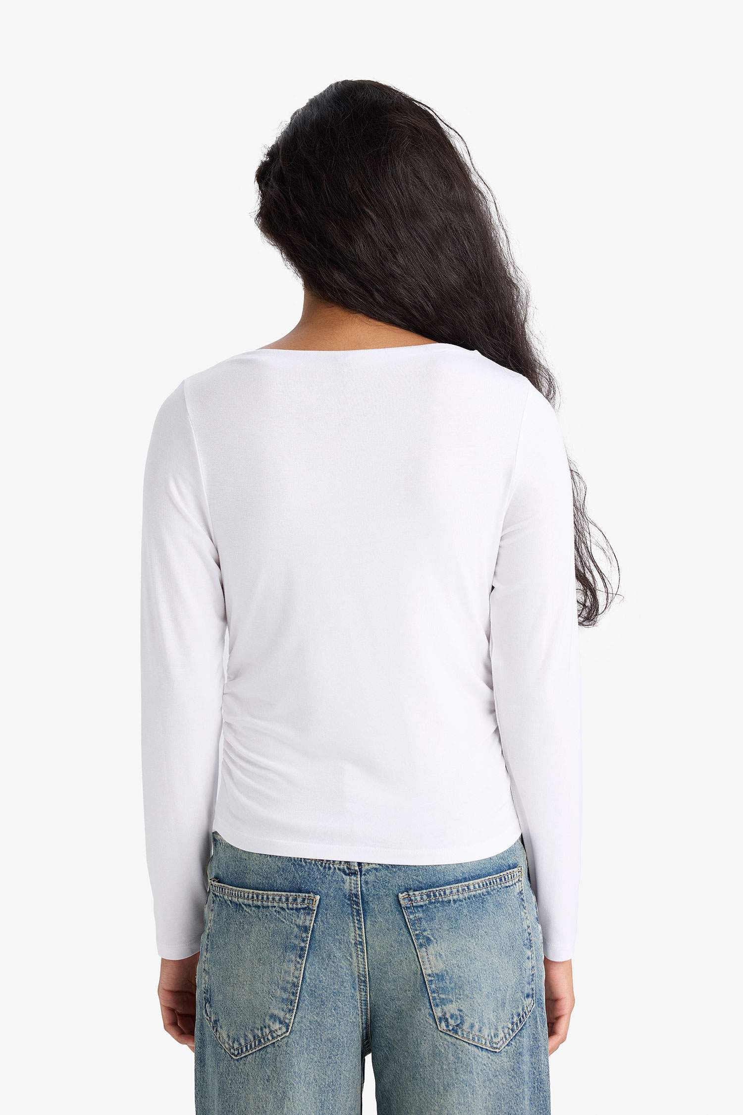 Slim Fit Boat Neck Long Sleeve T-Shirt