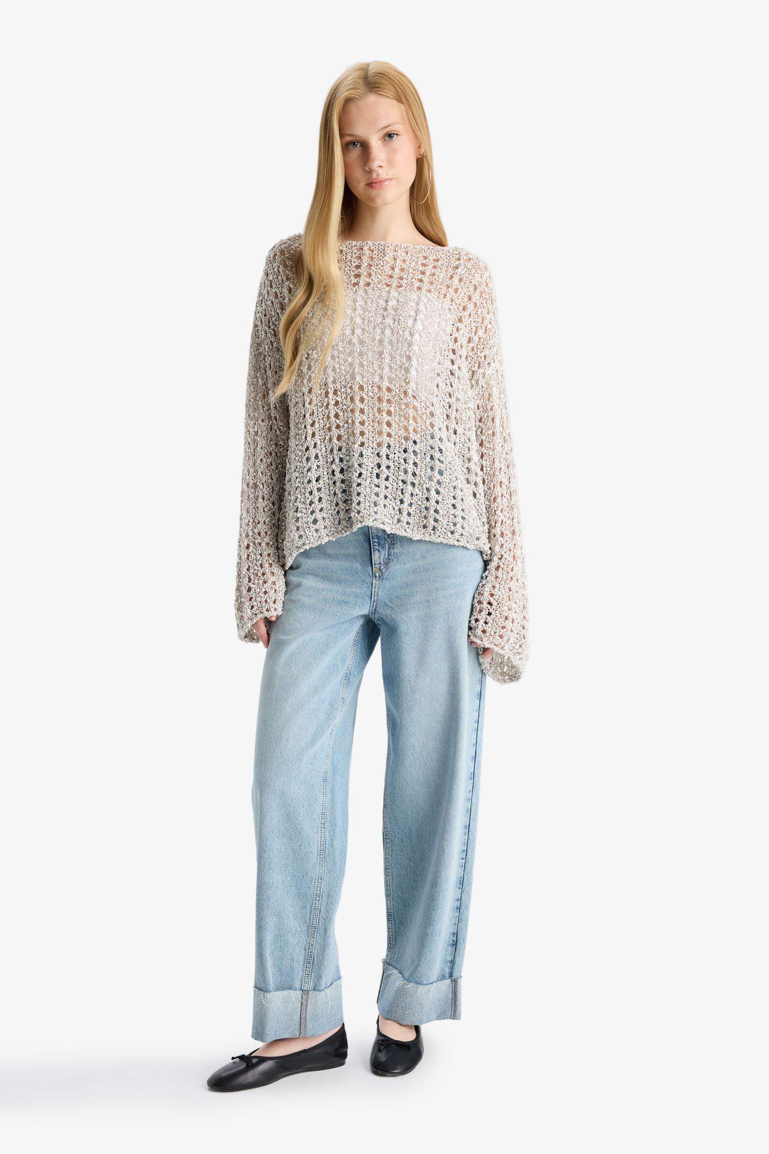 بلوزة كروشيه اوفر سايز بياخة عريضة