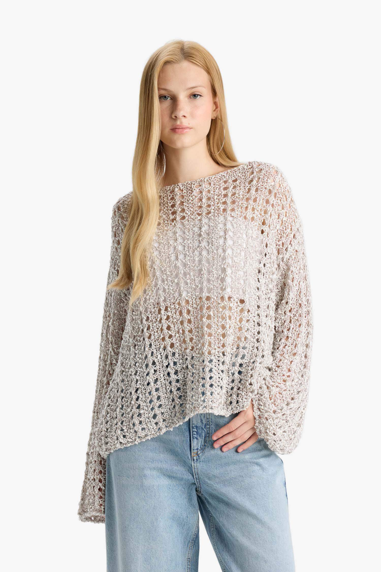 بلوزة كروشيه اوفر سايز بياخة عريضة