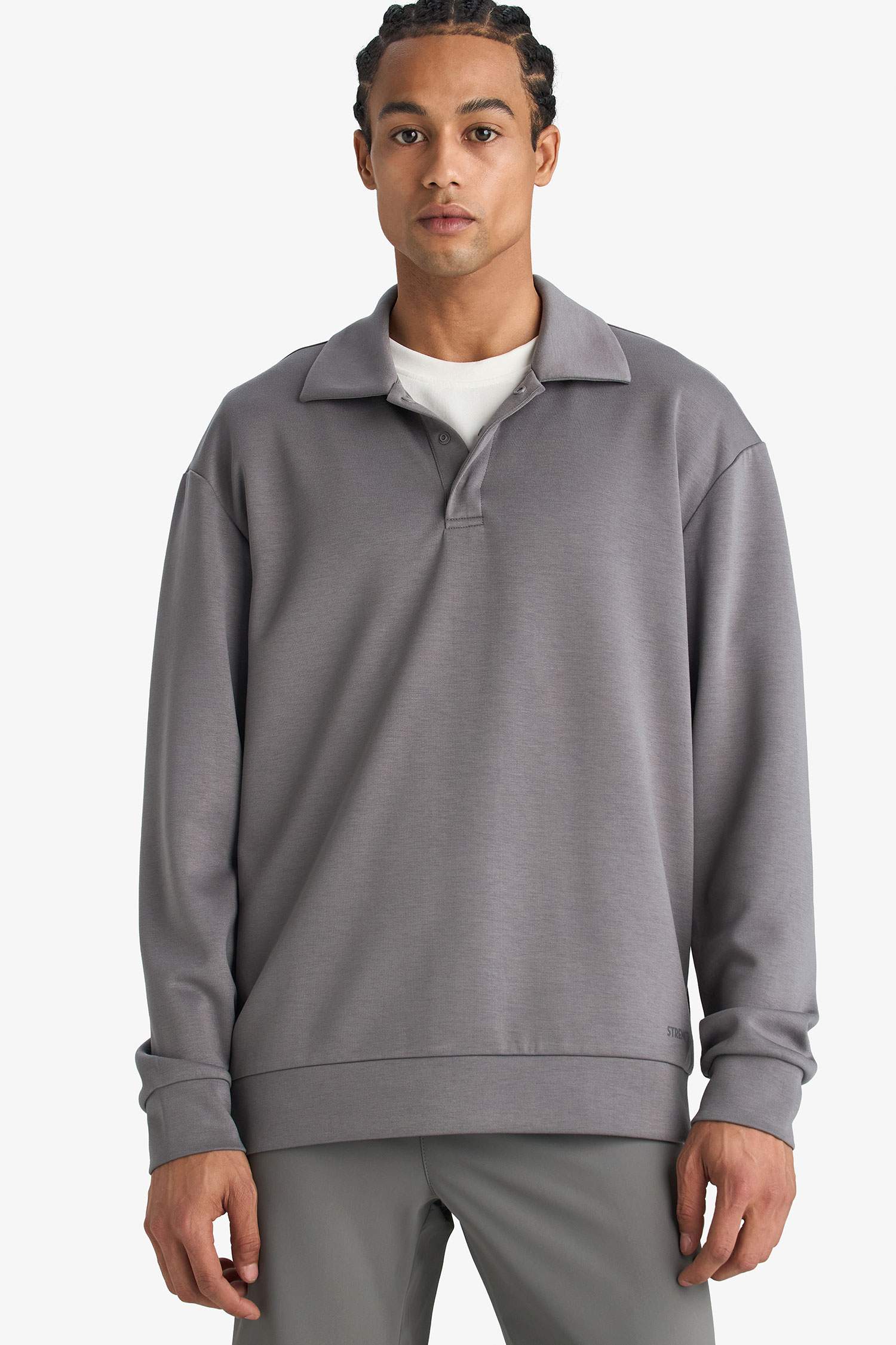 Standard Fit Stand Collar Modal Sports Sweatshirt