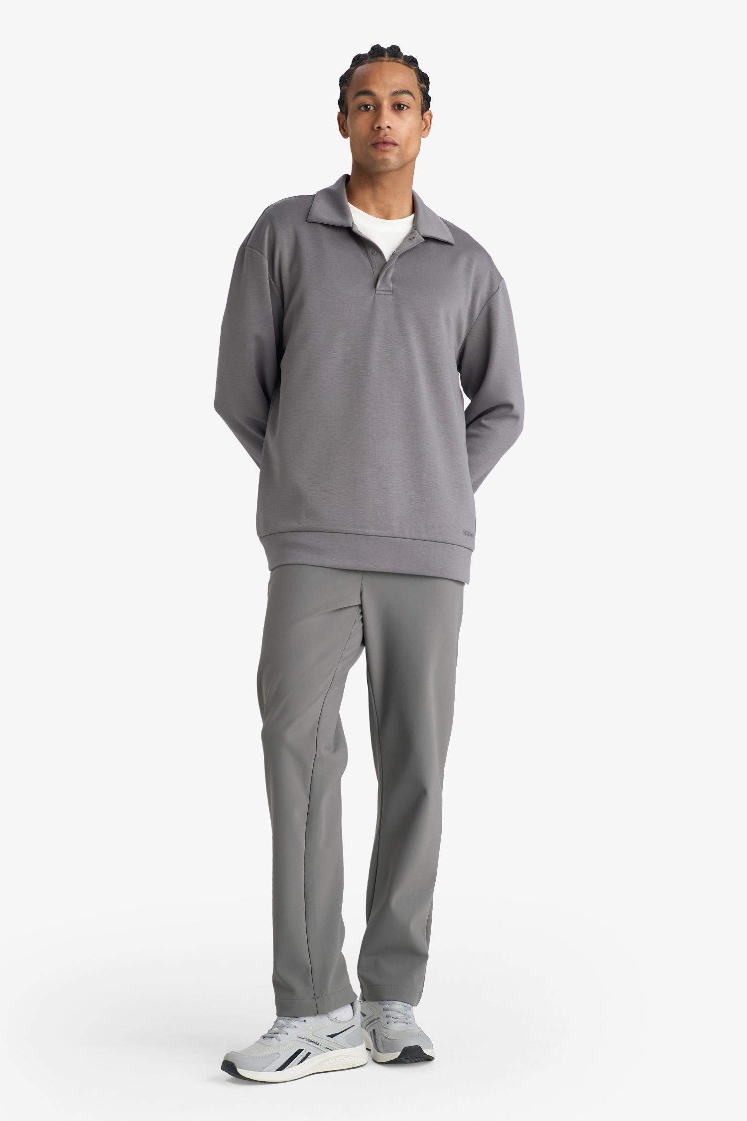 Standard Fit Stand Collar Modal Sports Sweatshirt