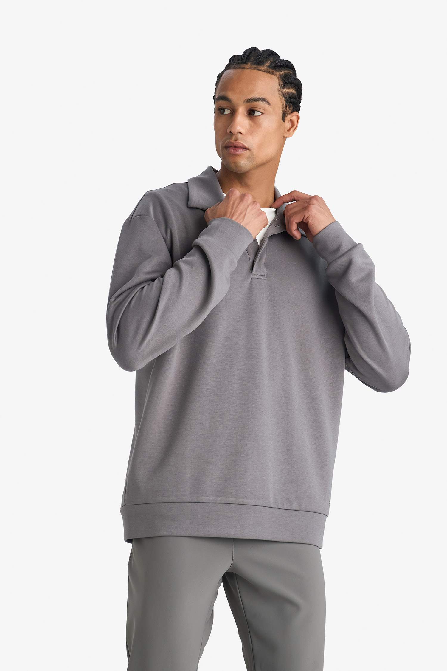 Standard Fit Stand Collar Modal Sports Sweatshirt