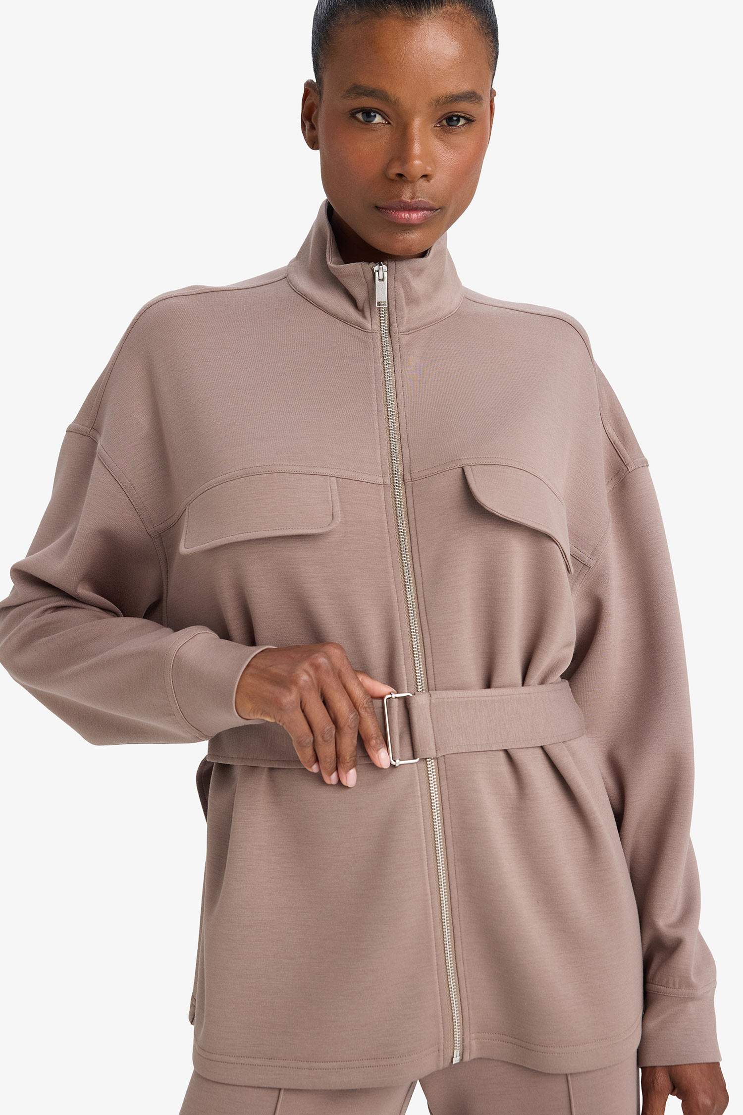 Кардиган из модала Long Fit с воротником-стойкой