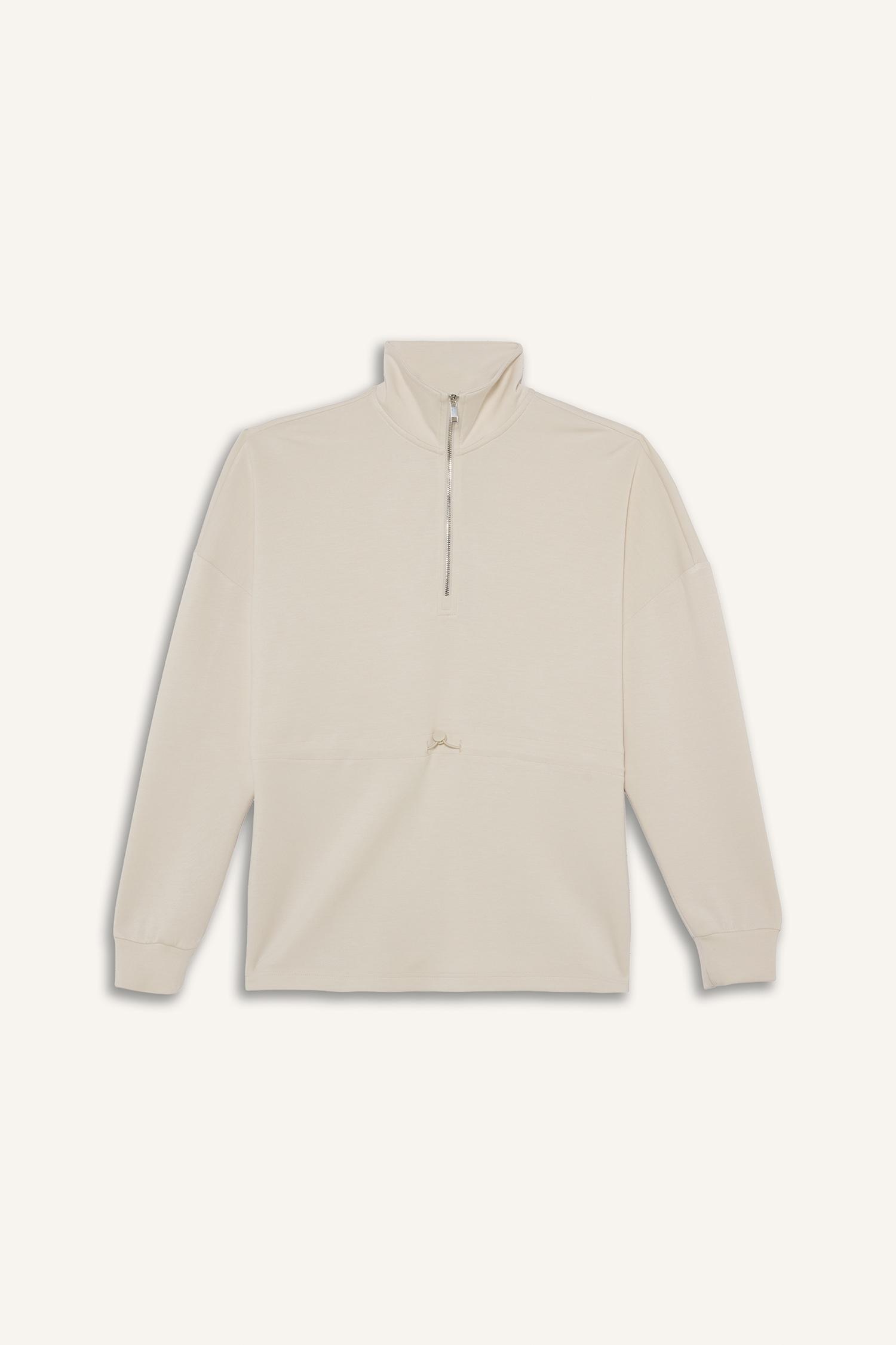 DeFacto Ultra Yumuşak Long Fıt Dik Yaka Modal Sporcu Sweatshirt görsel 8