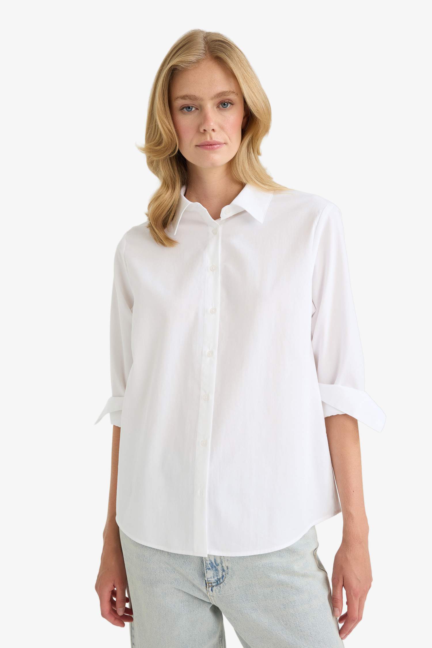 Regular Fit Shirt Collar Poplin Long Sleeve Shirt