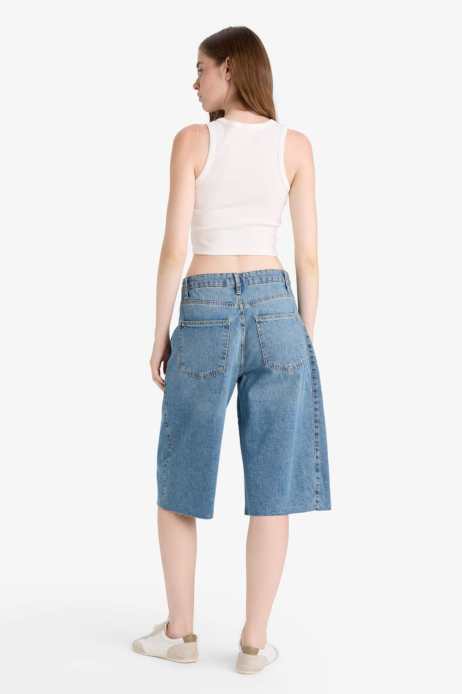 شورت برمودا جينز بخصر عالي