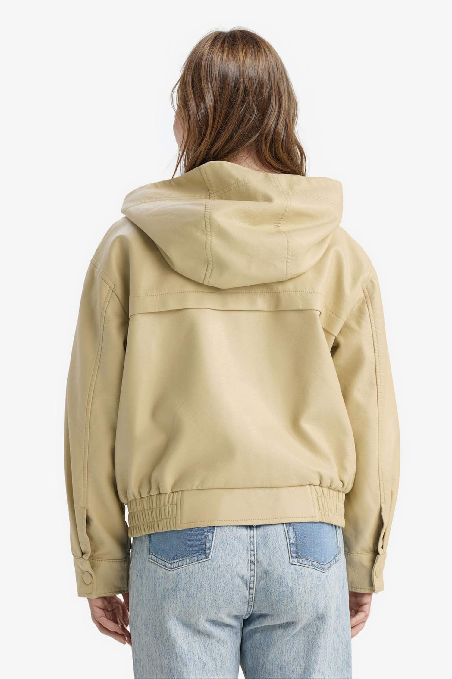 Kız Çocuk Kapüşonlu Suni Deri Mont