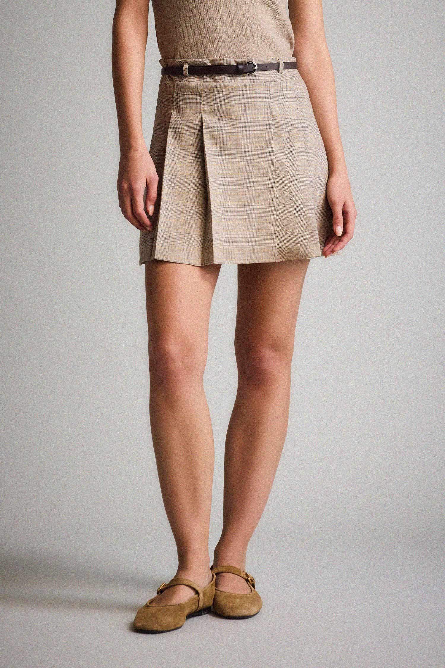 A Kesim Kareli Normal Bel Mini Etek