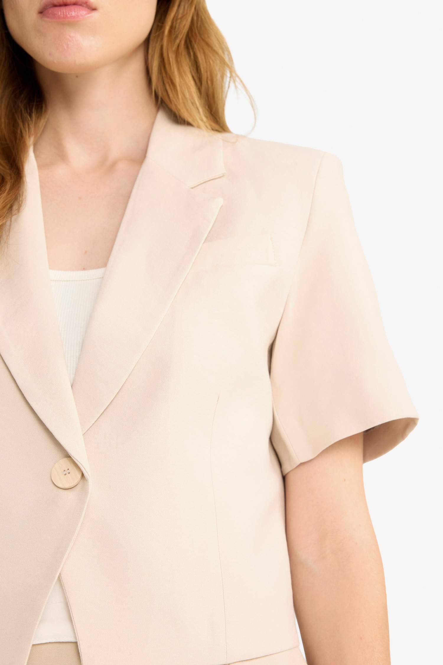 Cropped Fit Ceket Yaka Tensel Blazer Ceket