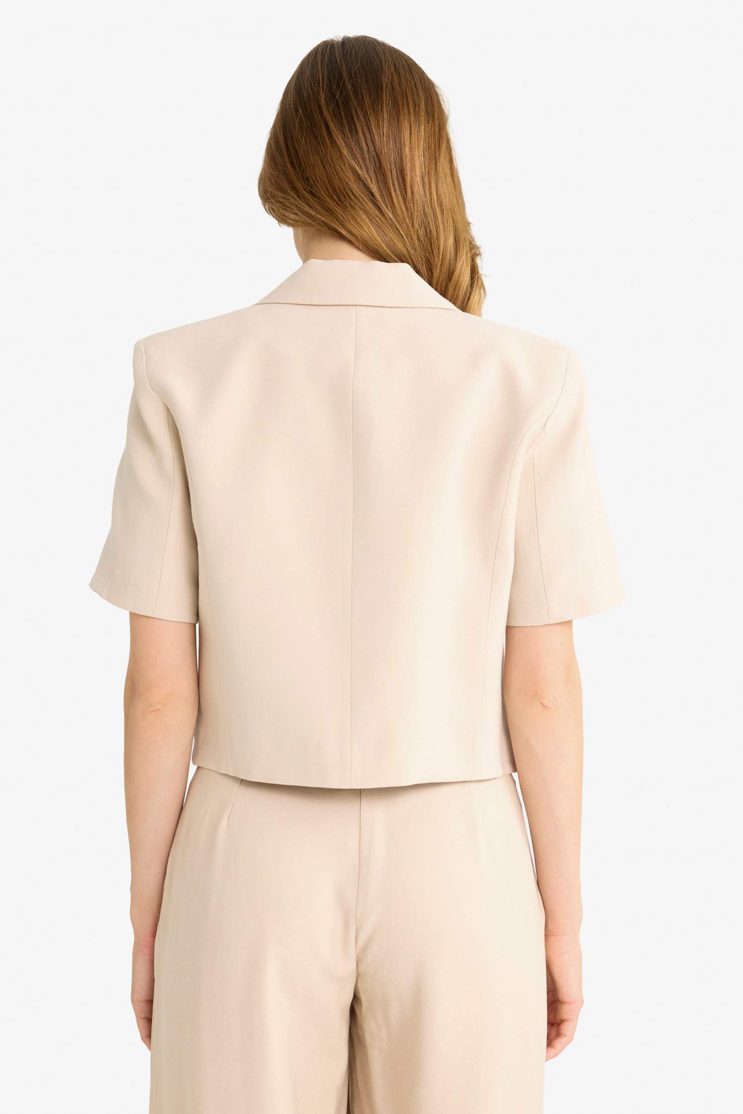 Cropped Fit Ceket Yaka Tensel Blazer Ceket