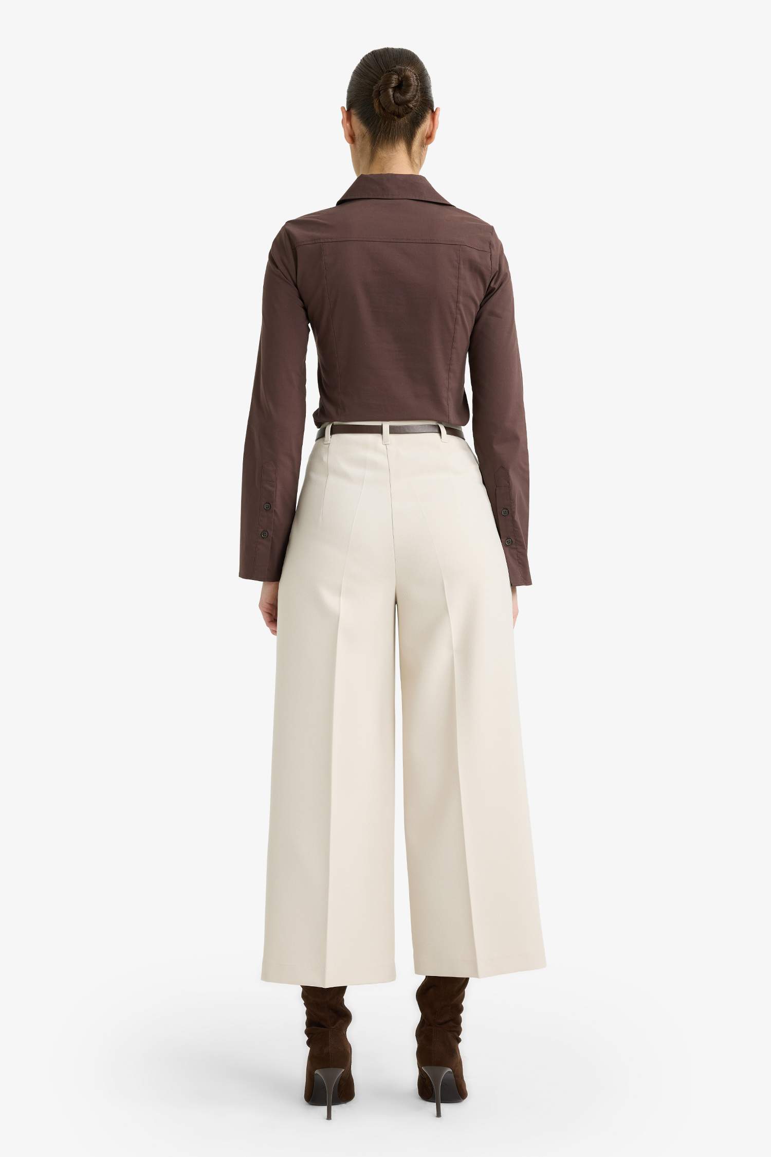 Culotte қос қалталы жоғары белді шалбар