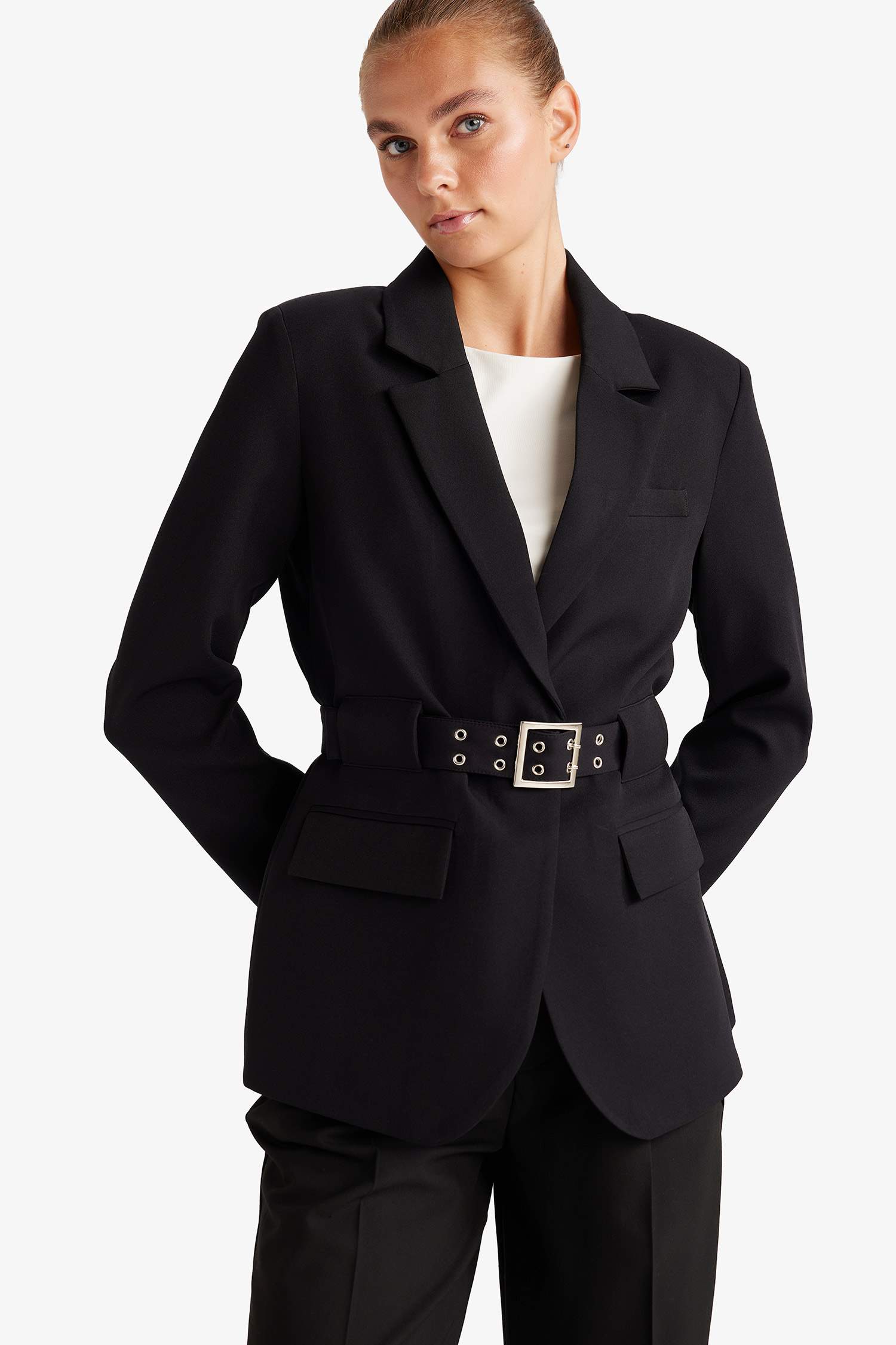 Regular Fit Ceket Yaka Krep Blazer Ceket