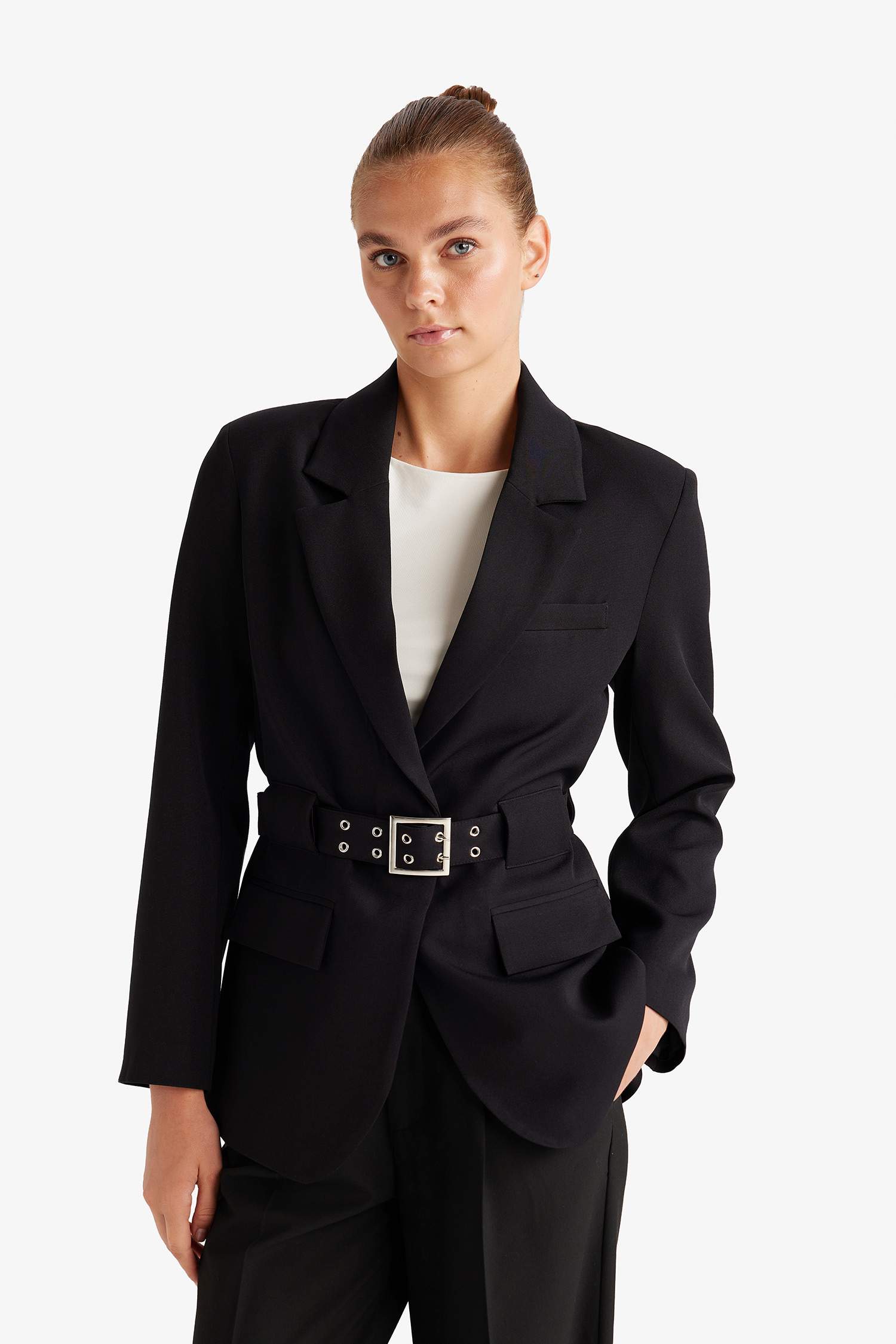 Regular Fit Ceket Yaka Krep Blazer Ceket