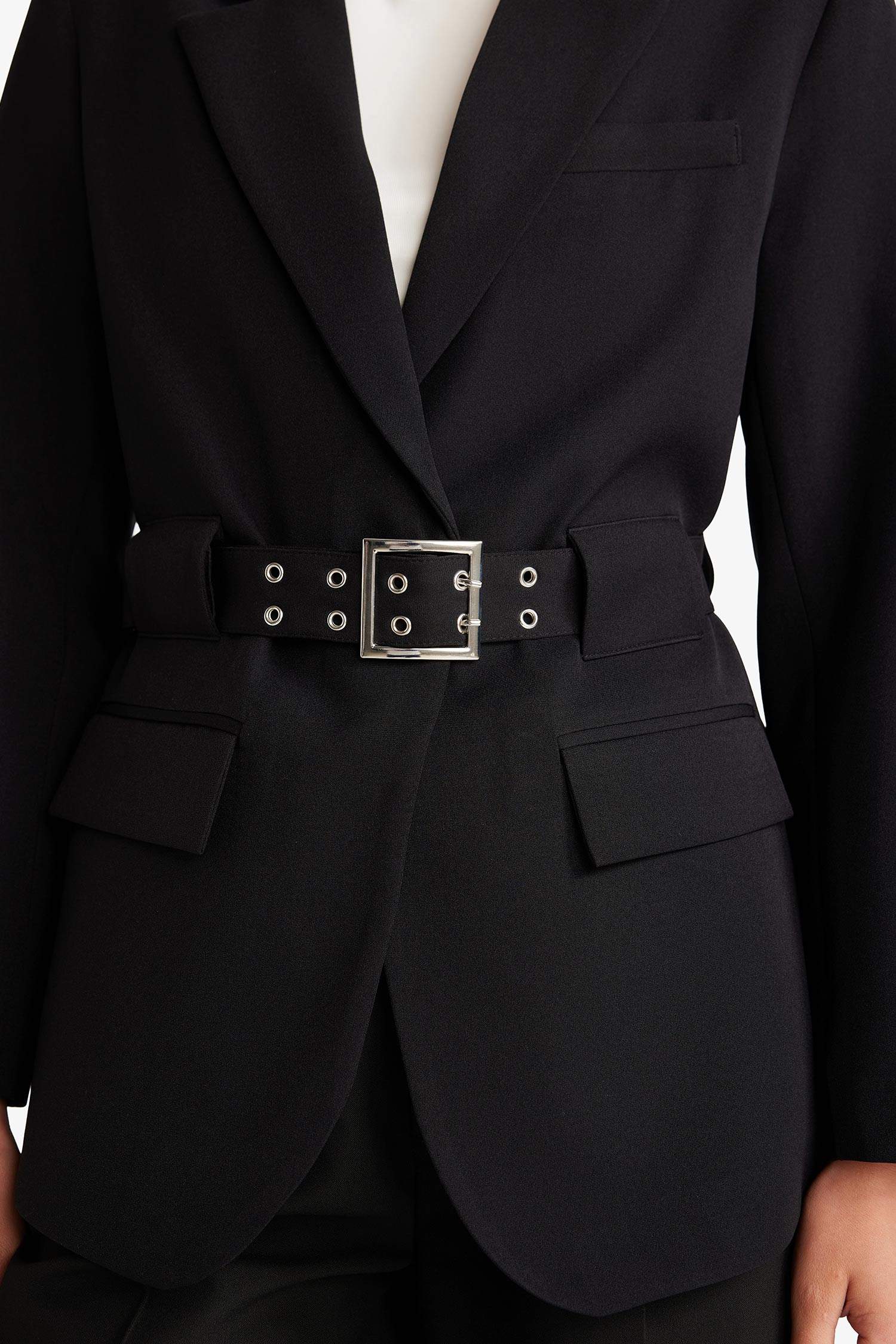 Regular Fit Ceket Yaka Krep Blazer Ceket