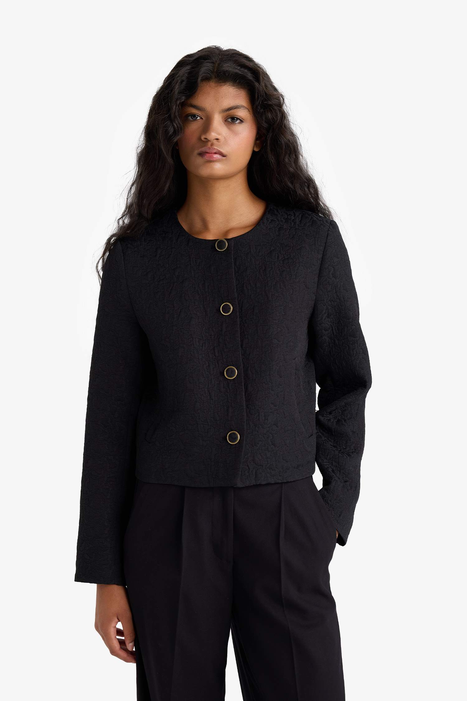 Regular Fit Quilted Button Down Jacket