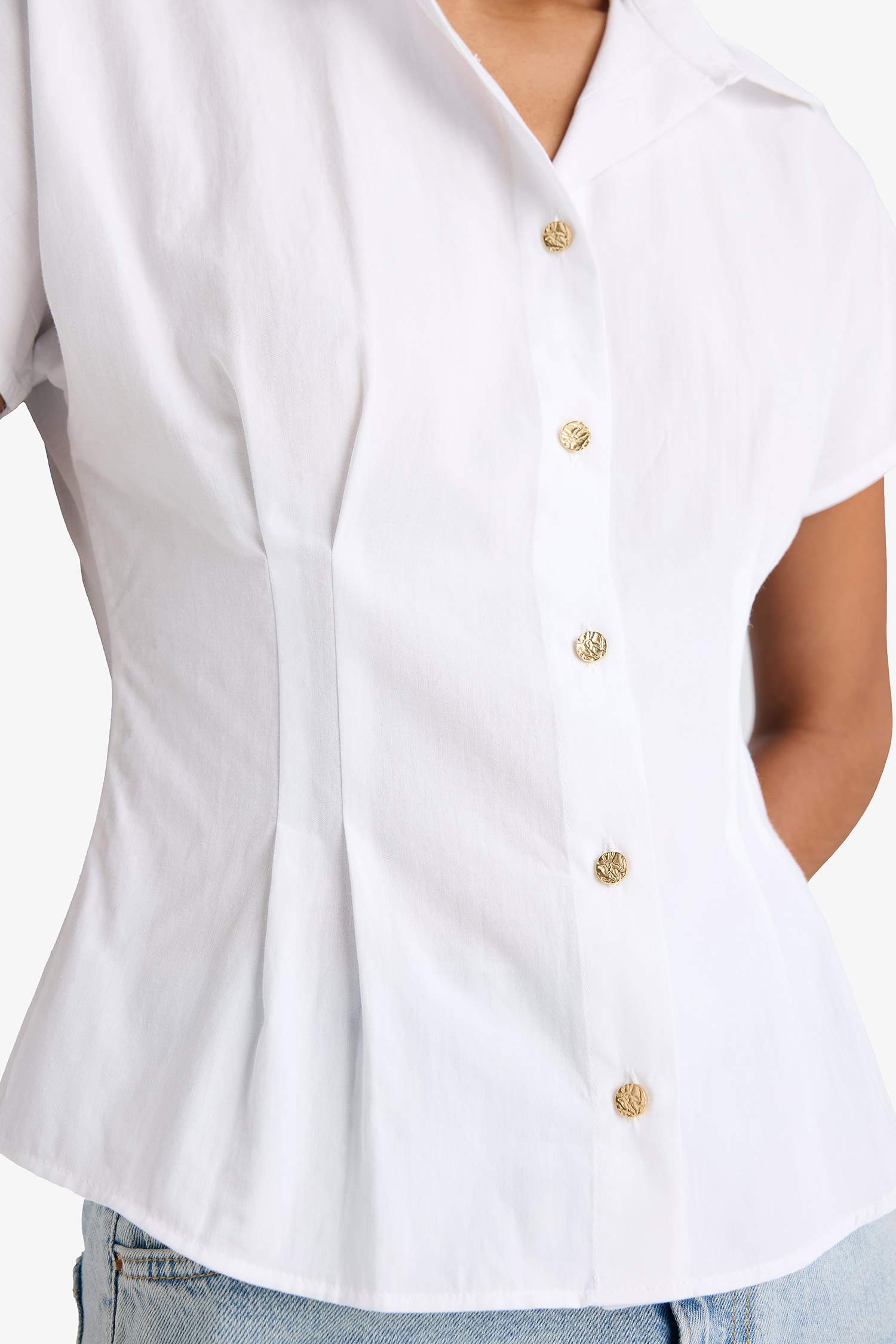 بلوزة بدون أكمام قصة عادية بياقة قميص