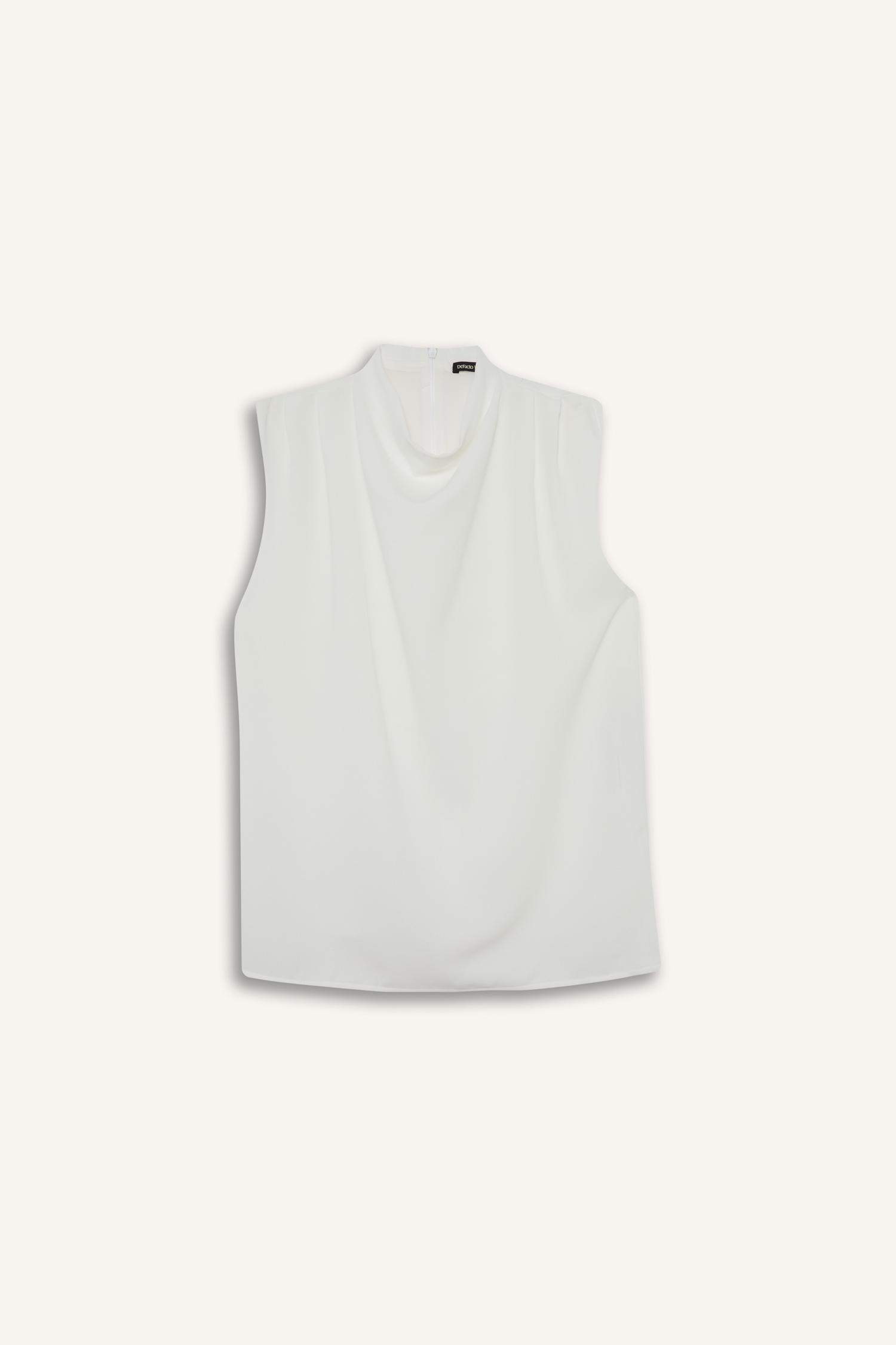 Regular Fit Balıkçı Yaka Krep Kolsuz Bluz