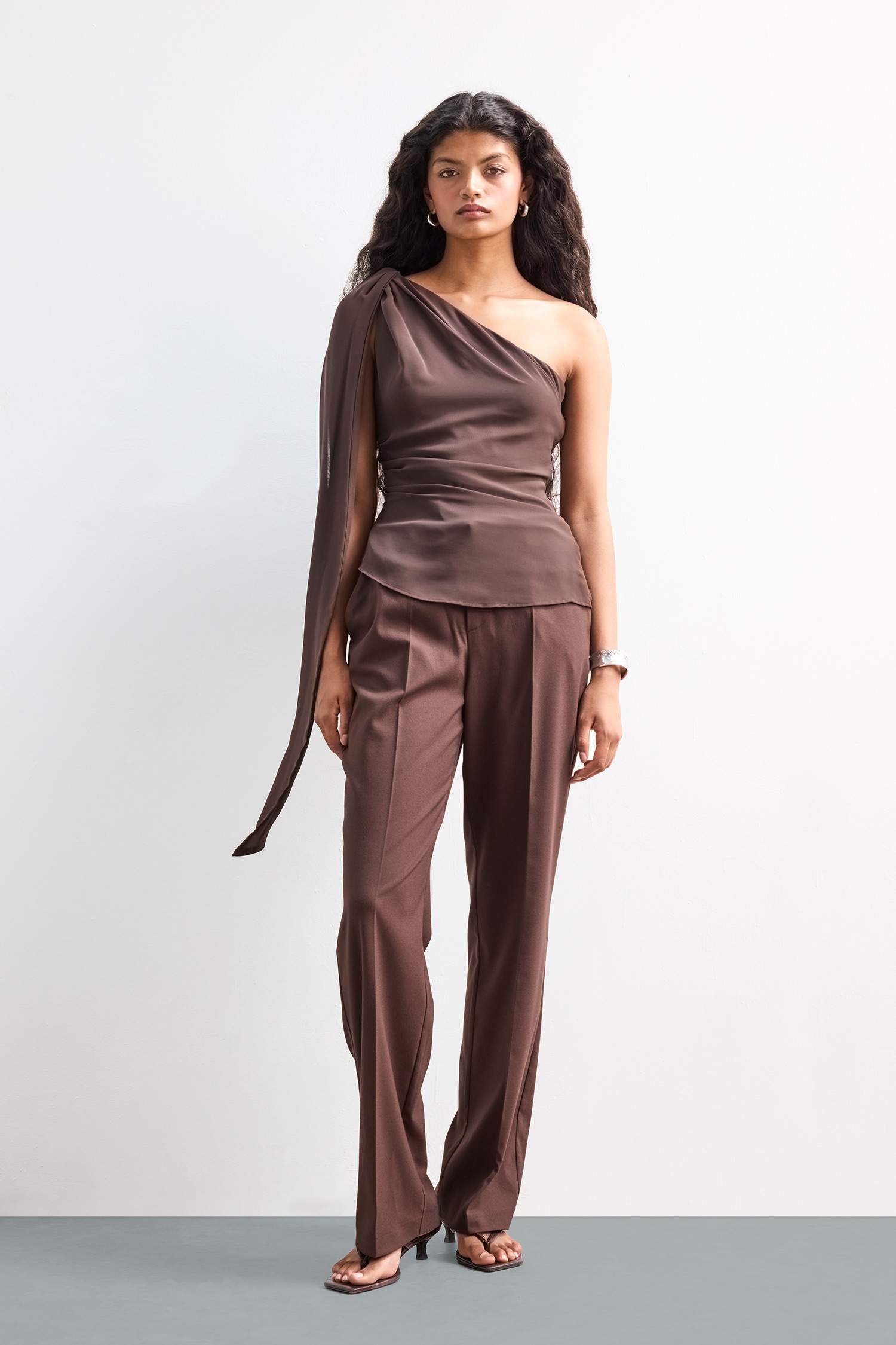 Regular Fit Şifon Tek Omuzlu Bluz