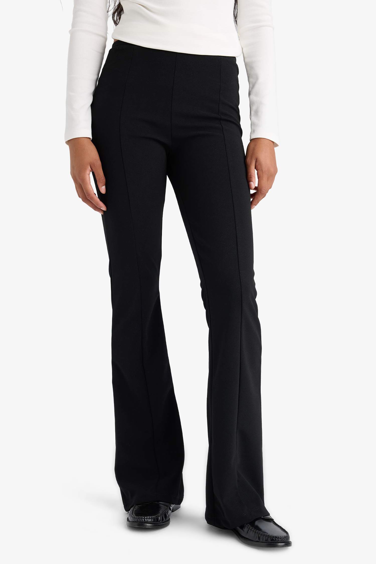 Flare Fit High Waist Crepe Trousers