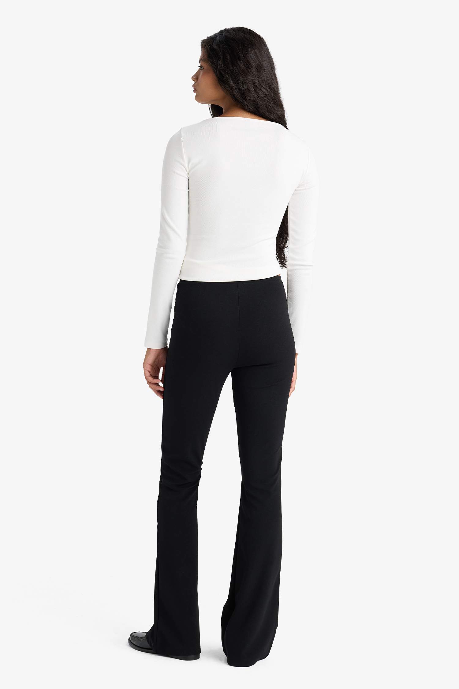 Flare Fit High Waist Crepe Trousers
