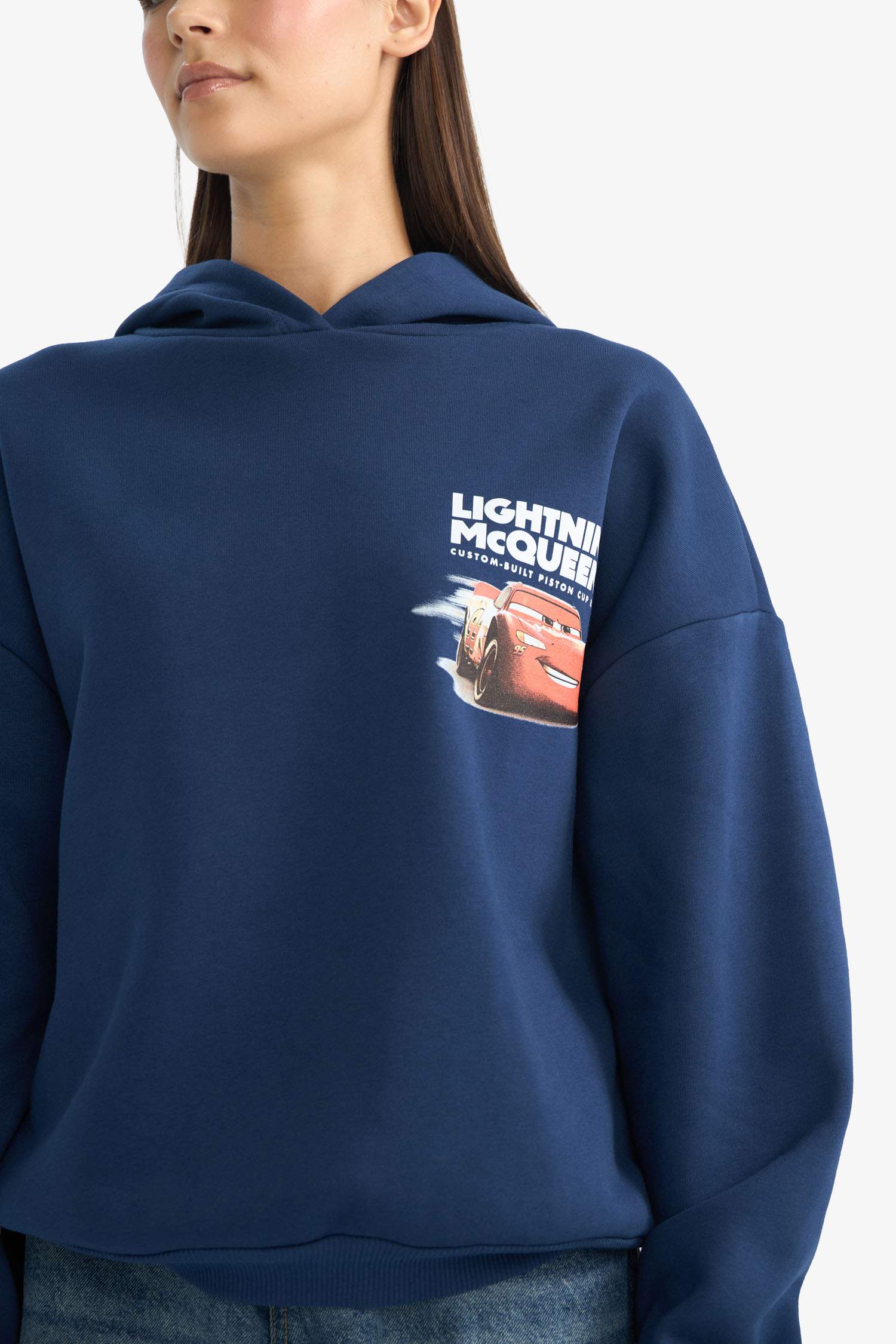 Cars Oversize Geniş Kalıp Kapüşonlu Sırt Baskılı Sweatshirt