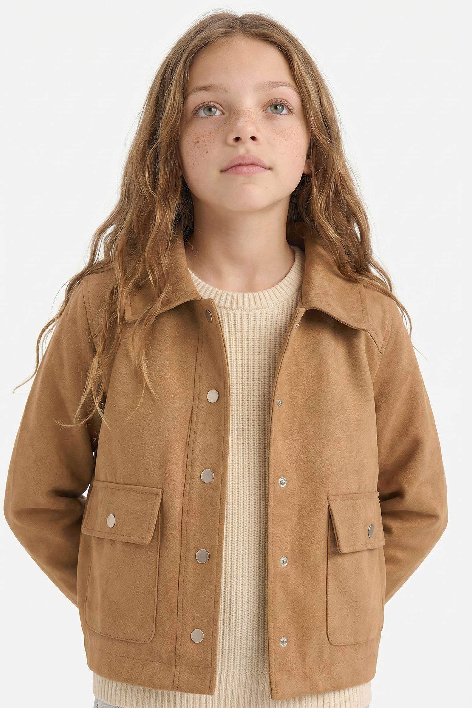 جاكيت بناتي خفيف بياخة مستديرة