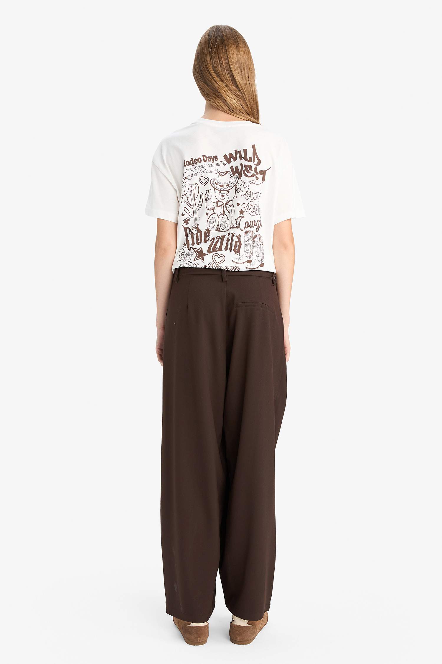 Baggy Fit Zippered Regular Waist Standard Length Trousers