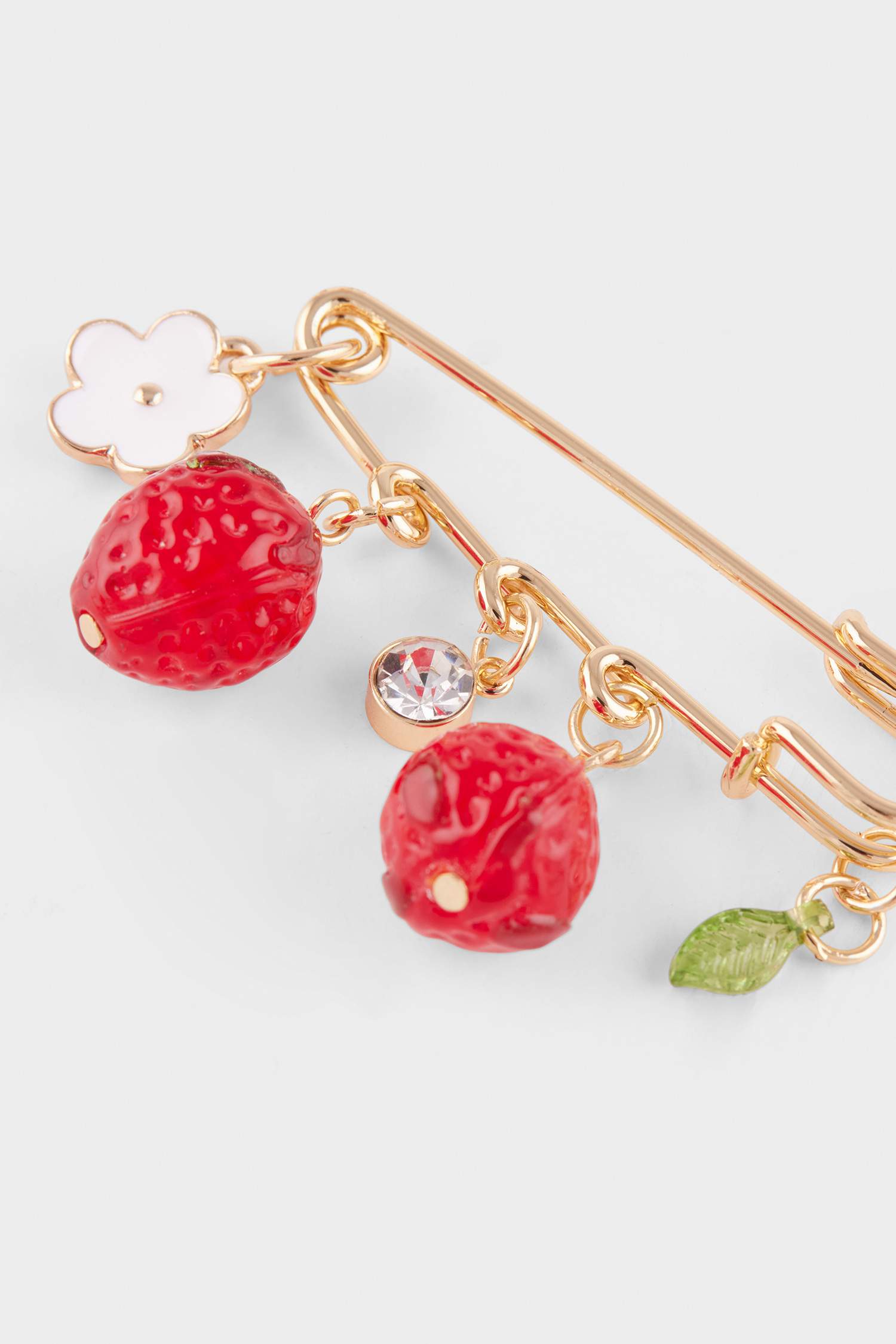 Kadın Meyve Figürlü Gold Broş