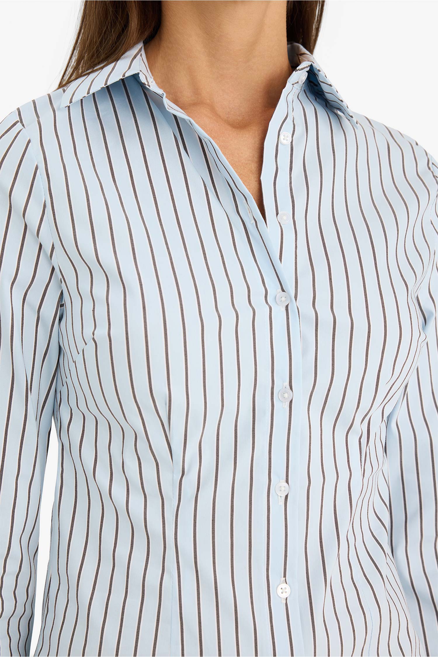 DeFacto Fitted Çizgili Poplin Gömlek görsel 7
