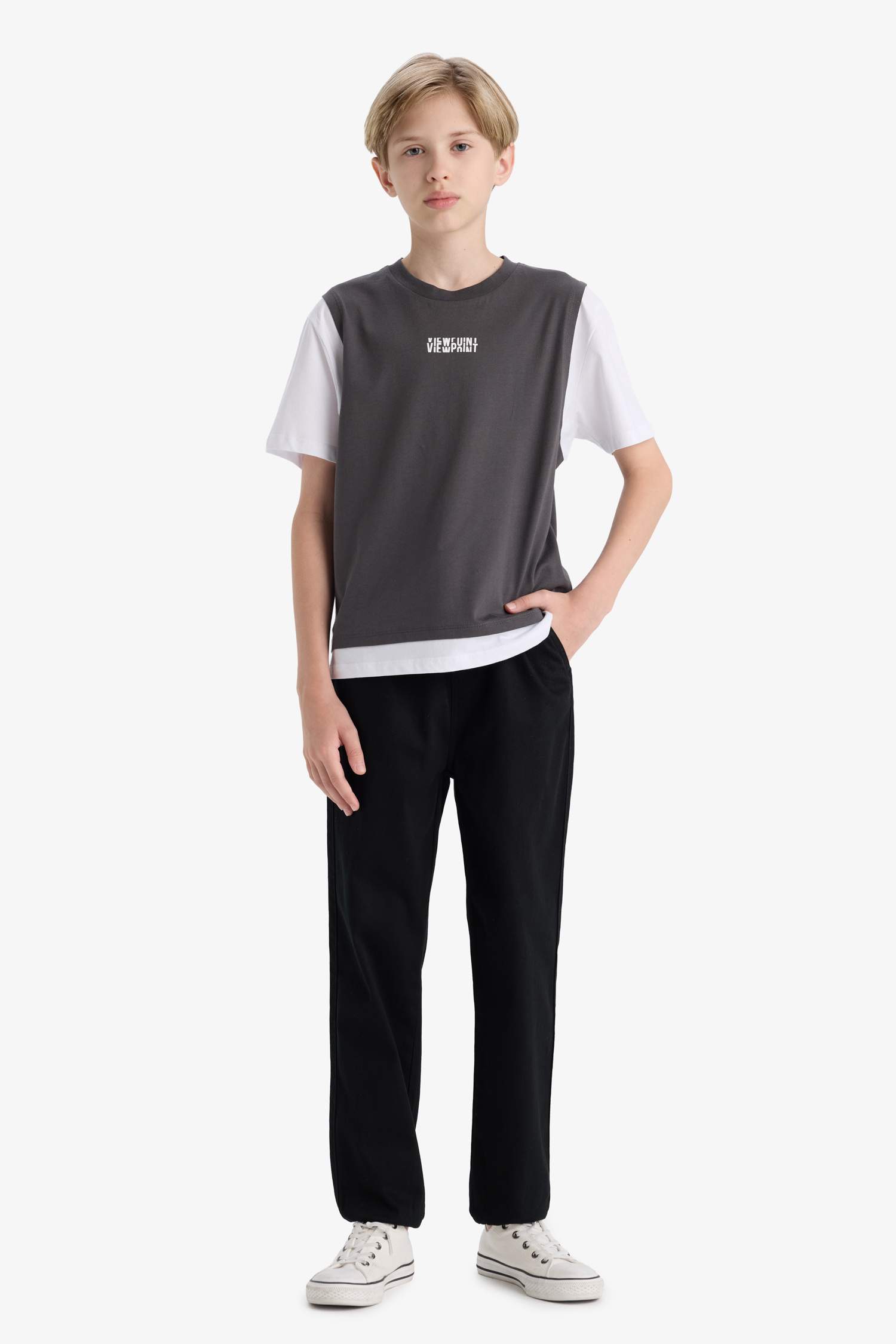 Boy Oversize Fit Crew Neck Slogan Printed T-Shirt