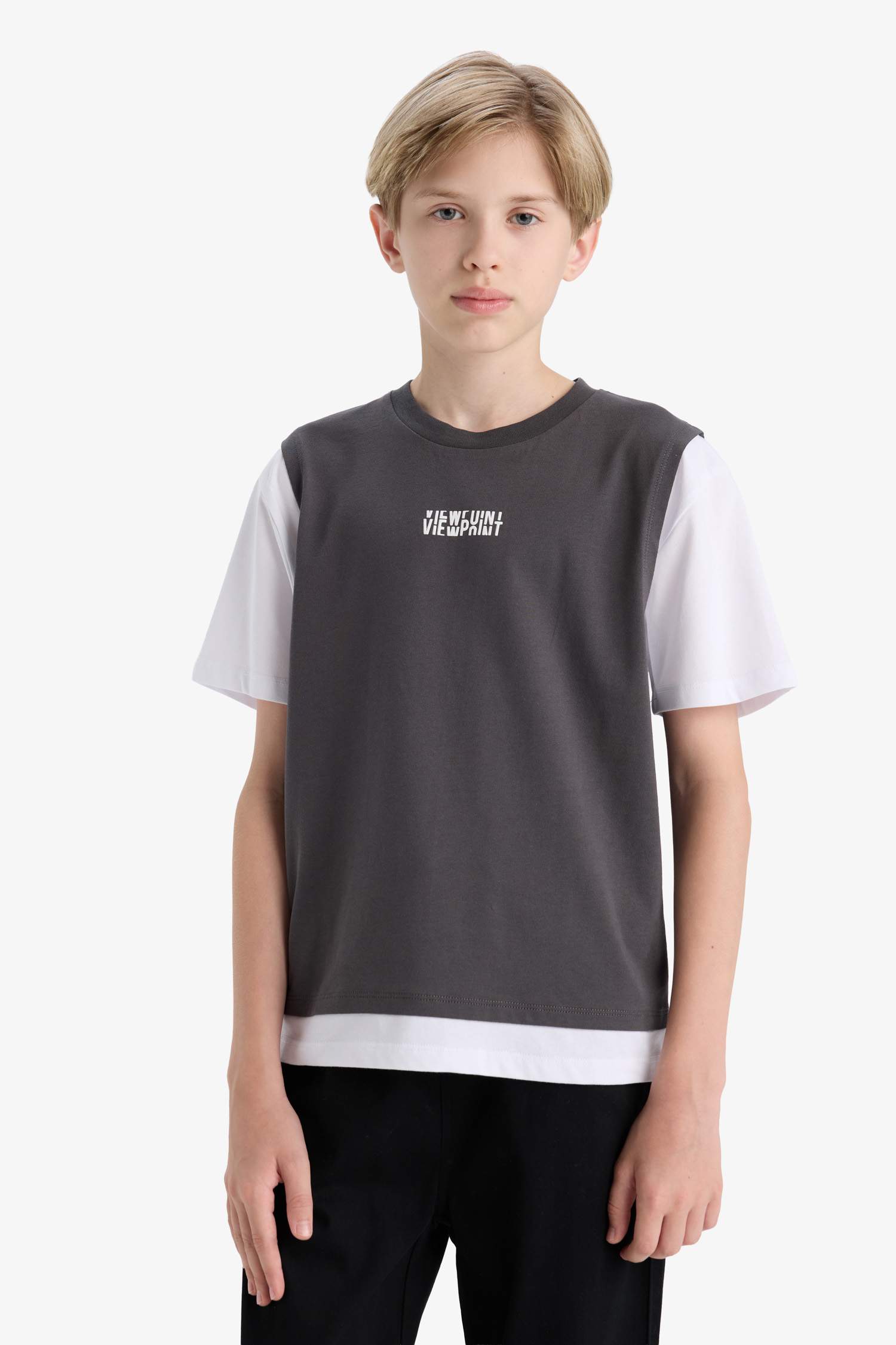 Boy Oversize Fit Crew Neck Slogan Printed T-Shirt