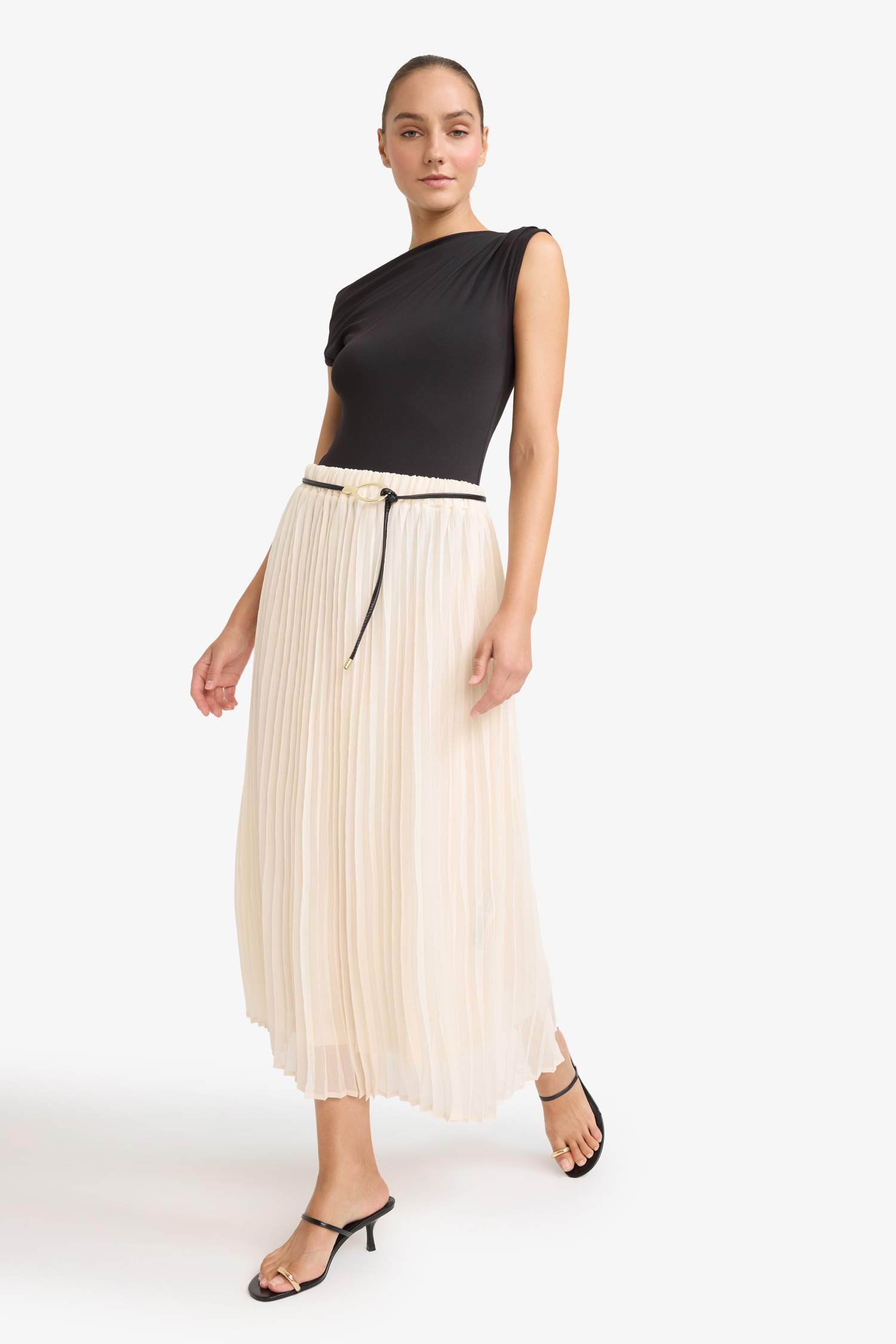 Regular Fit High Waist Chiffon Midi Skirt