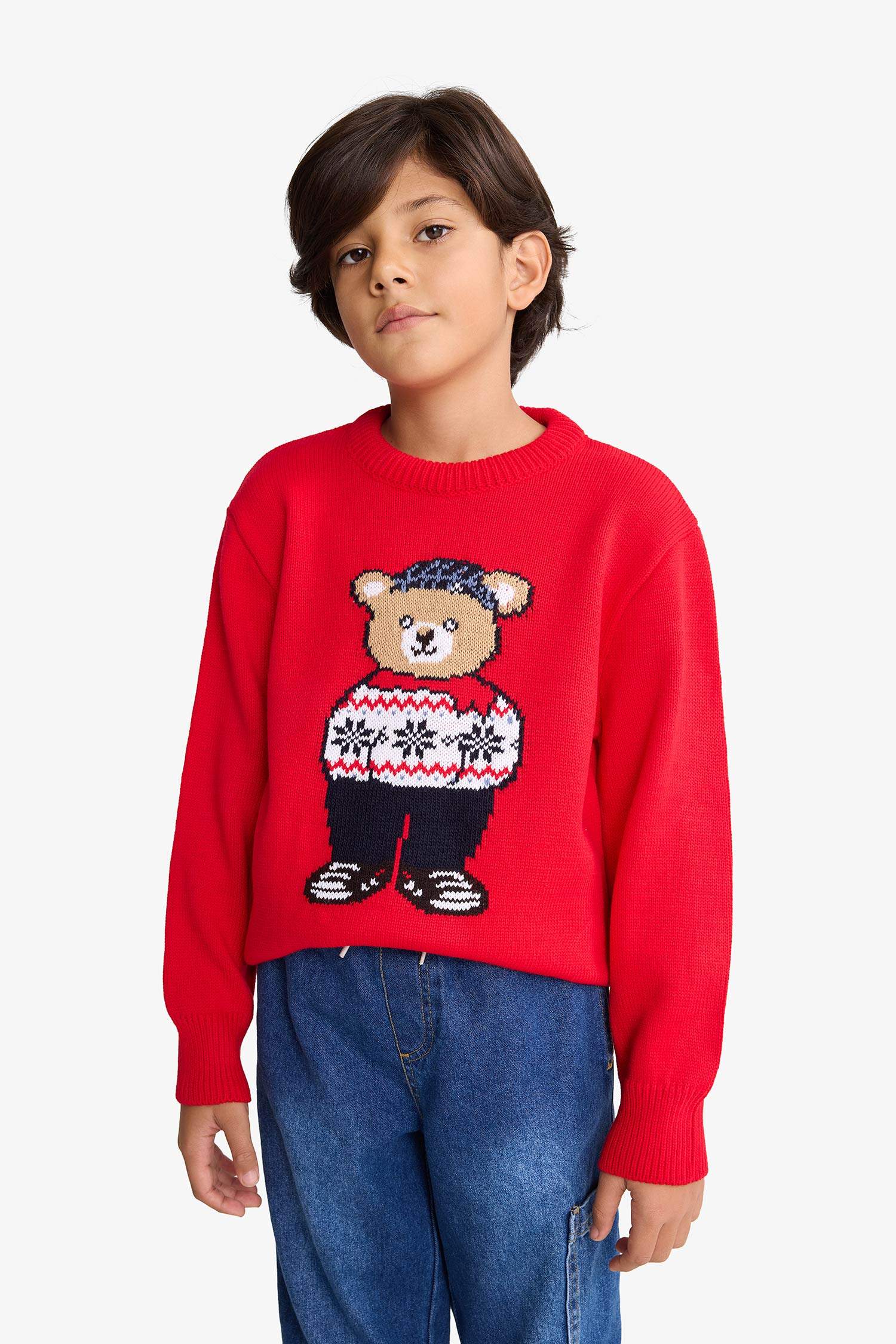 بلوفر اولادي تريكو قصة عادية وطبعة كريسماس