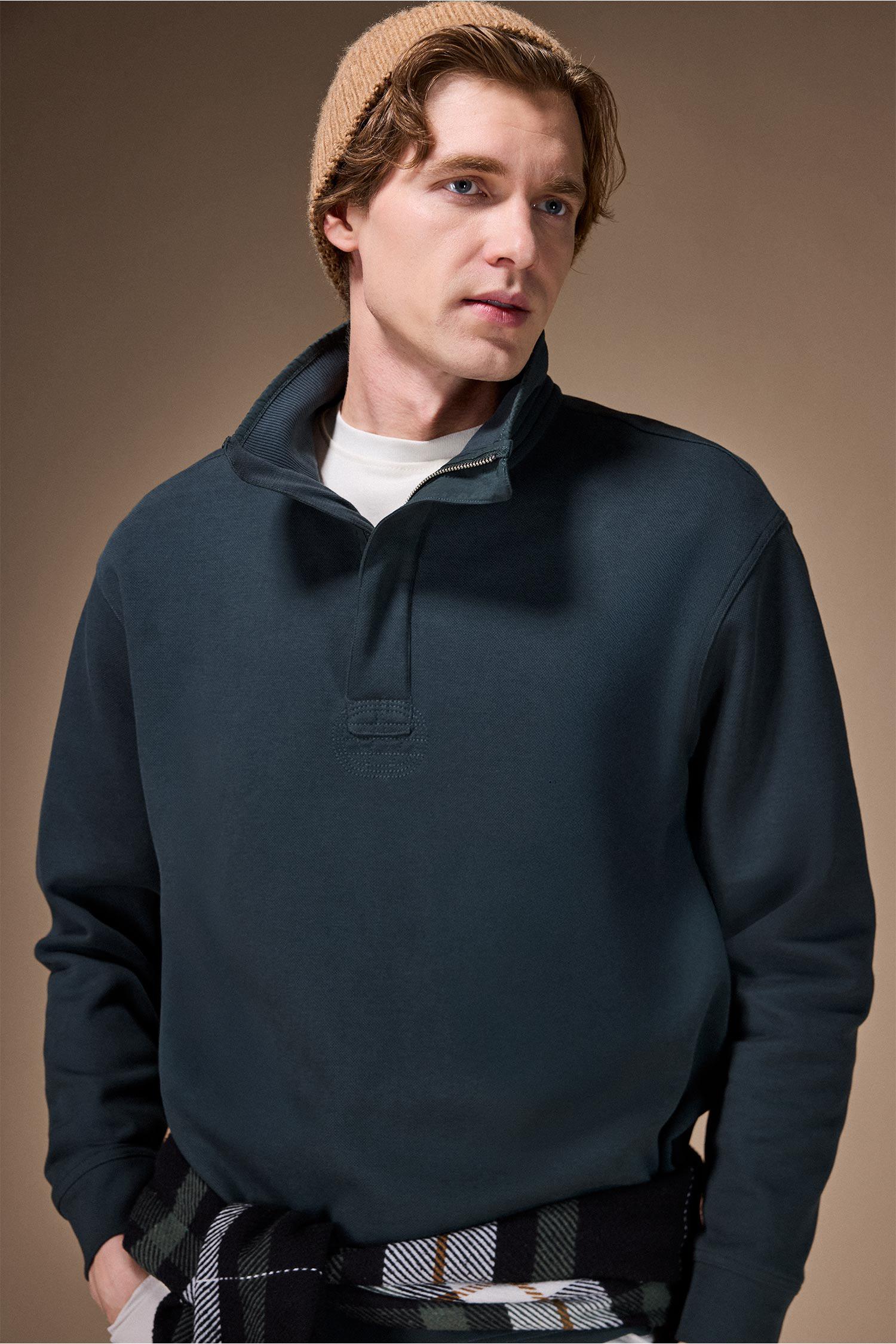 DeFacto Pamuklu Pike Kumaşlı Yarım Fermuarlı Sweatshirt