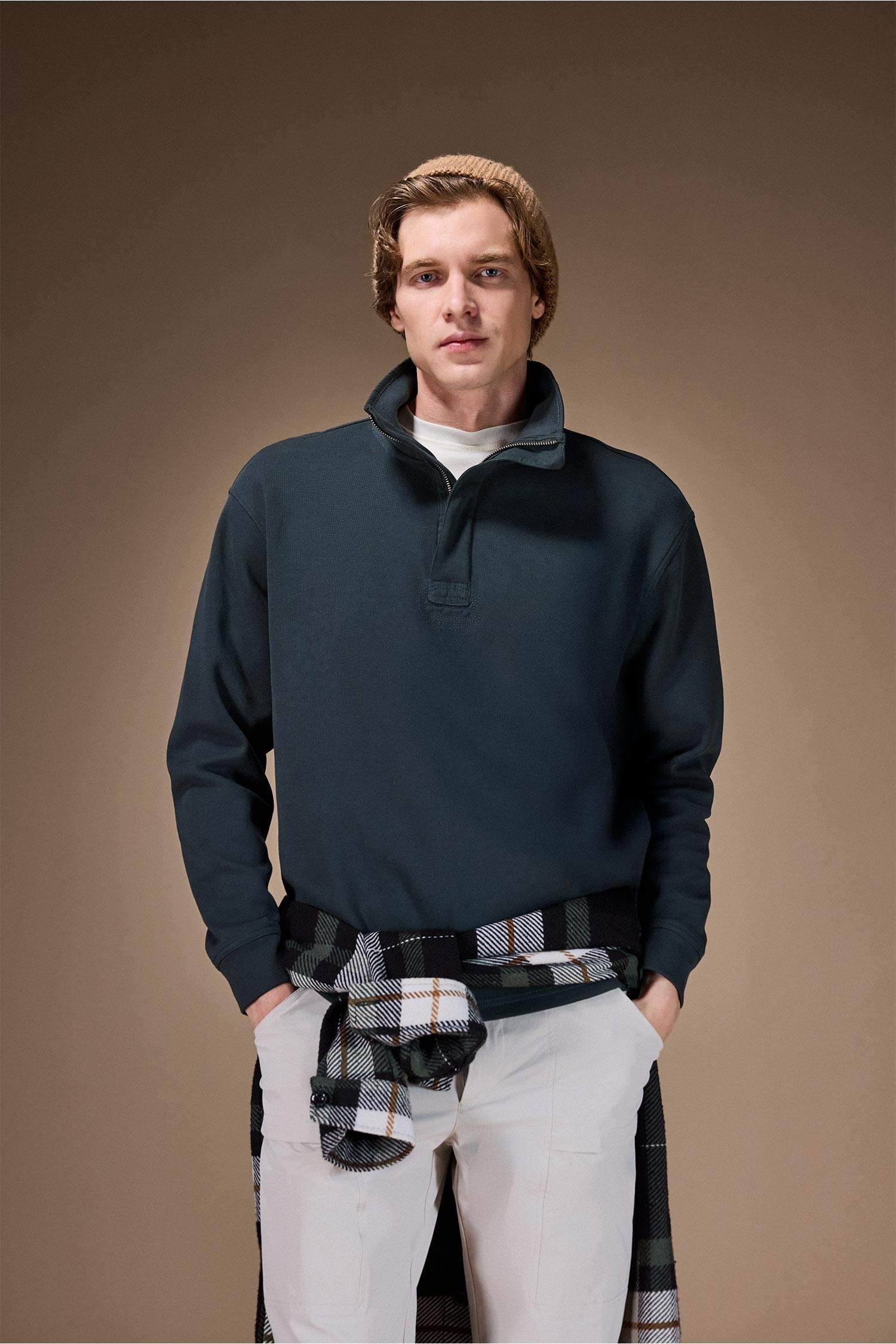 Regular Fıt Yarım Fermuarlı Sweatshirt