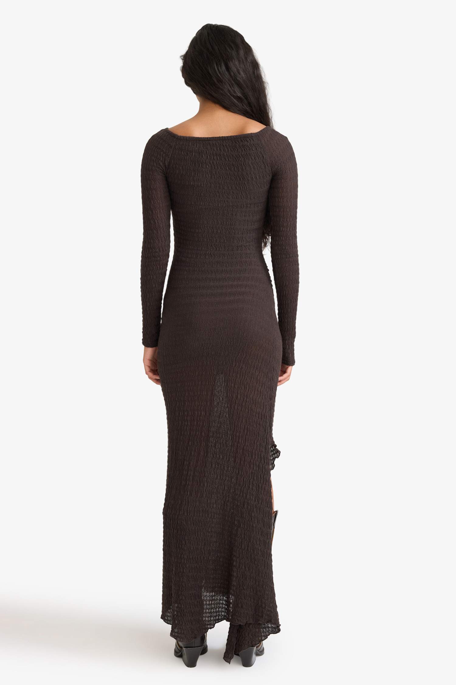 Crepe Long Sleeve Maxi Dress