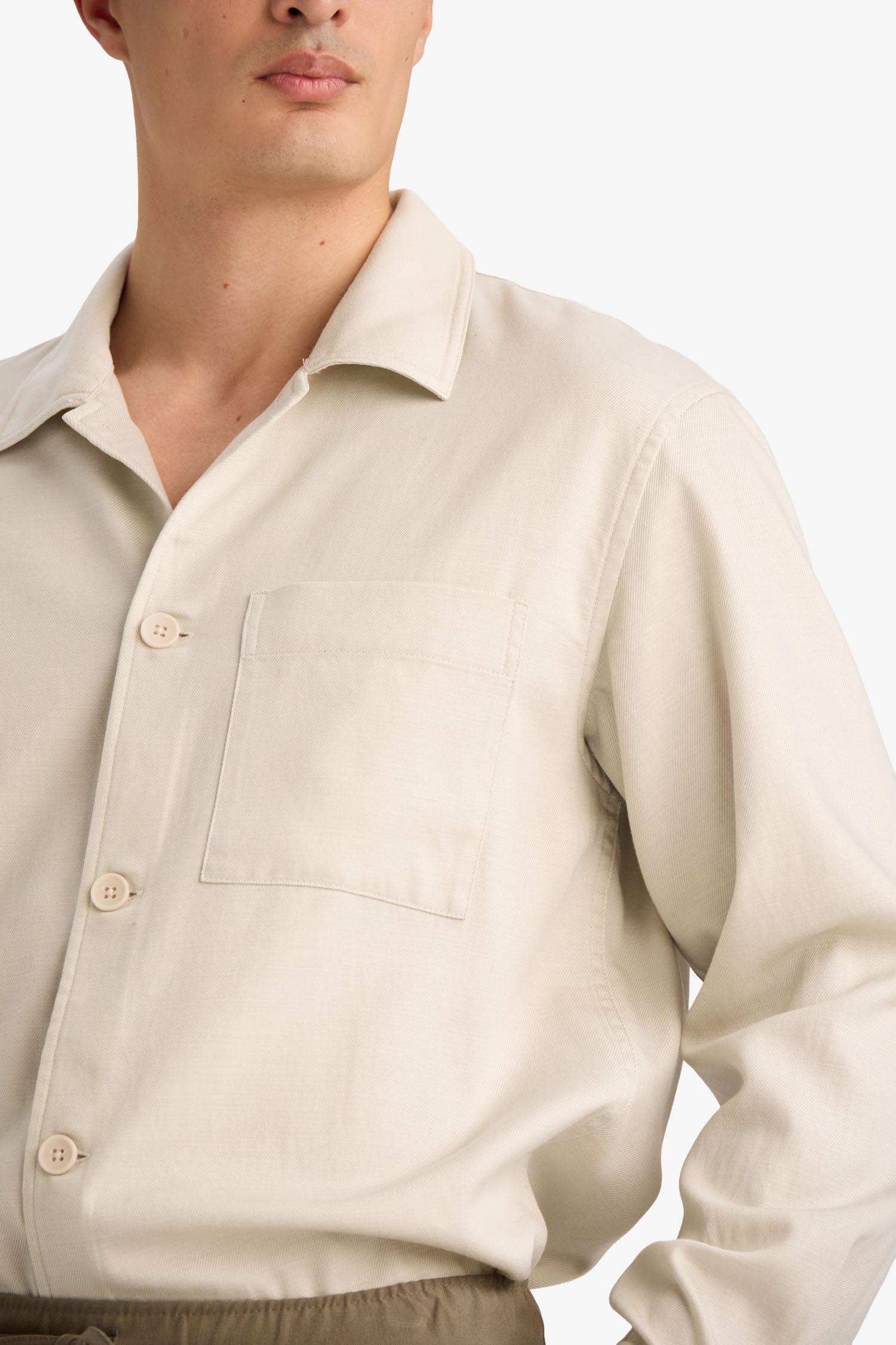 DeFacto Regular Fıt Polo Yaka Gabardin Gömlek görsel 4