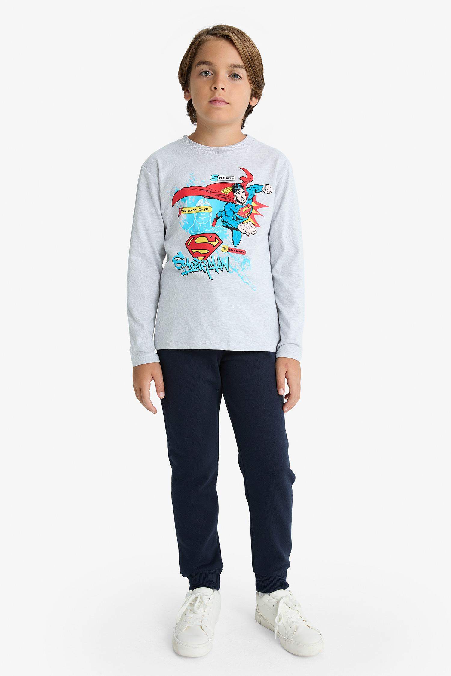 Boy Superman Crew Neck Long Sleeve T-Shirt