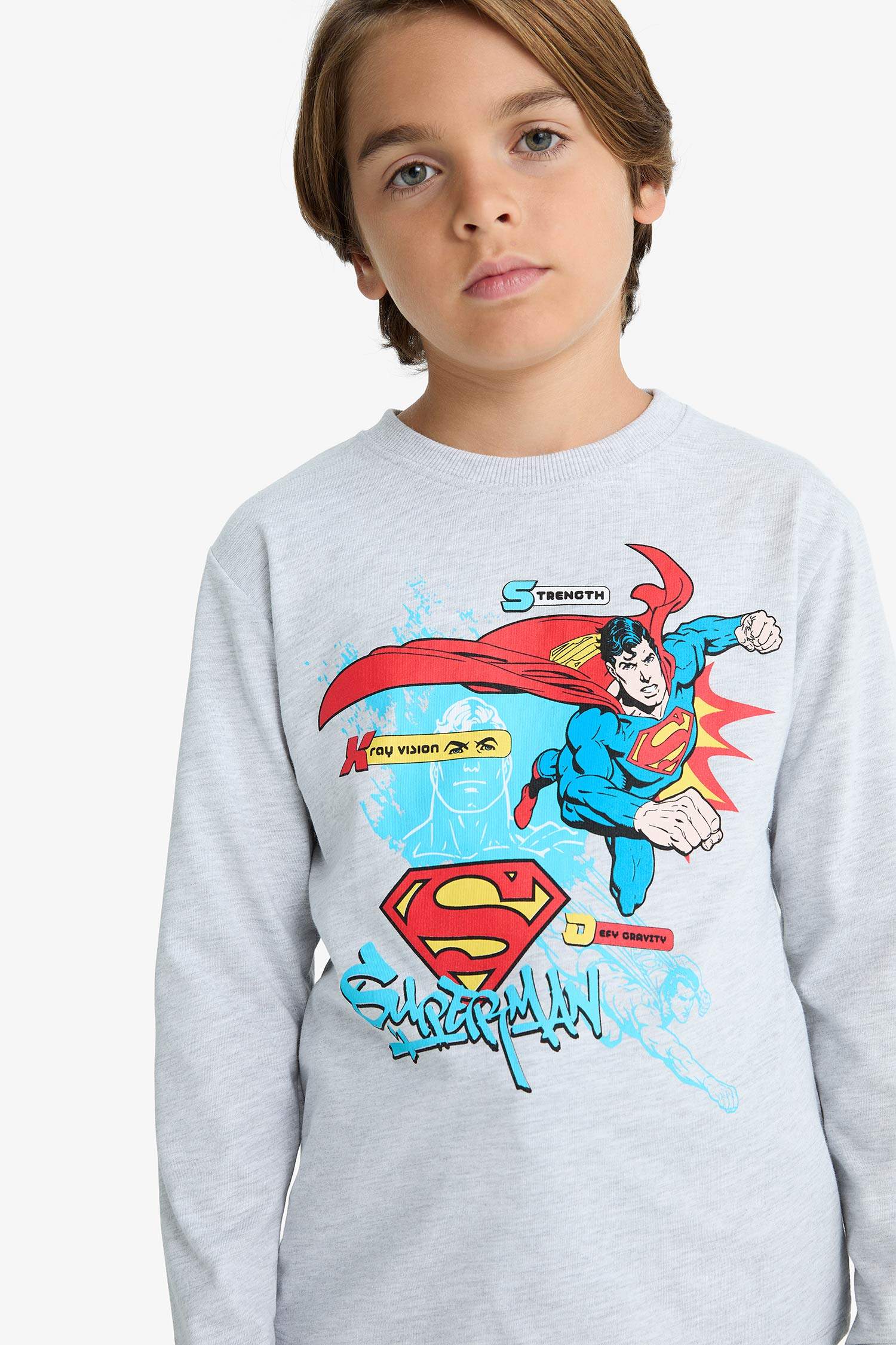 Boy Superman Crew Neck Long Sleeve T-Shirt